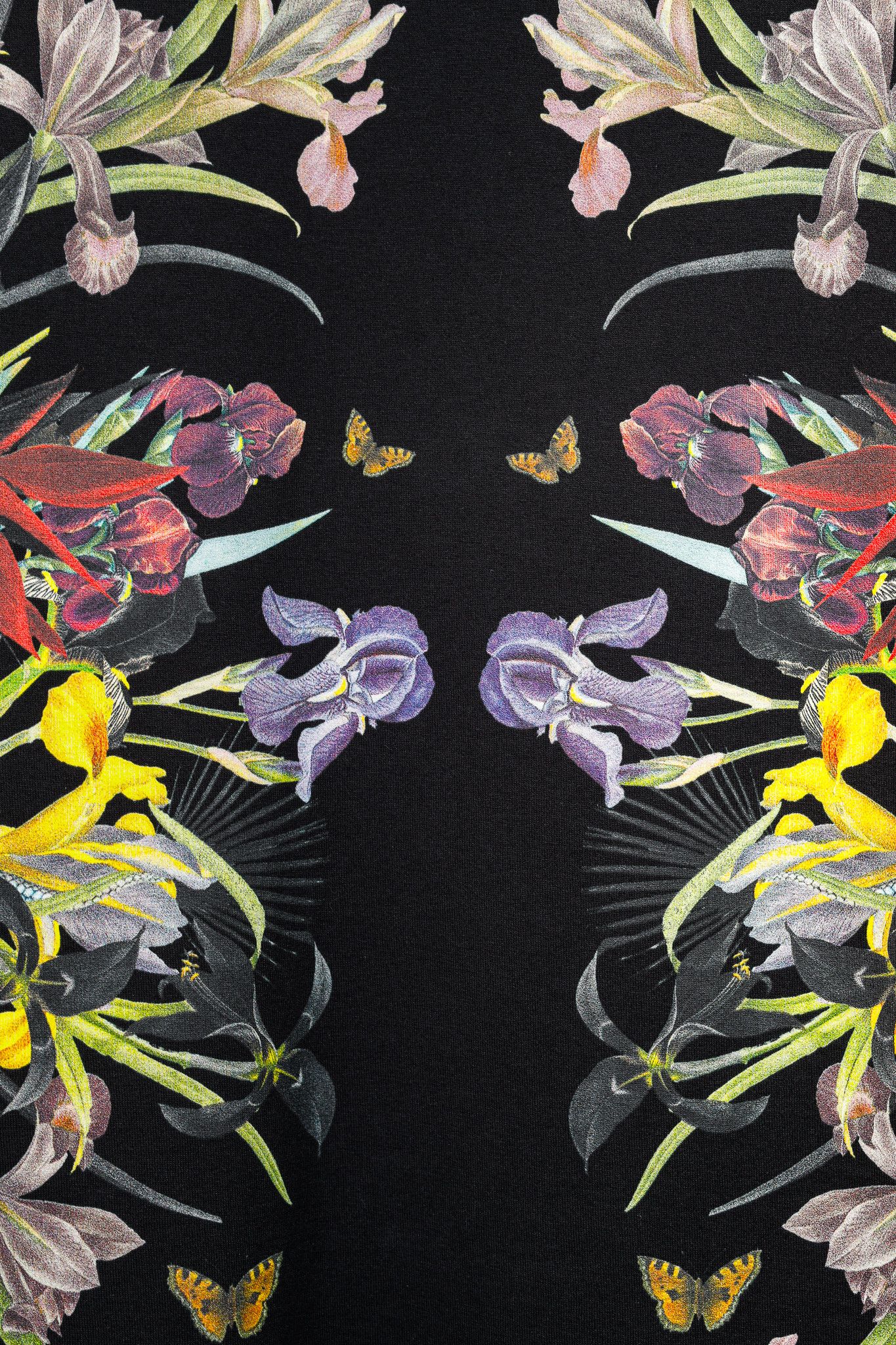 Givenchy Givenchy Black Multi Flowers Printed Cotton Jersey T-Shirt Size L / US 10 / IT 46 - 6 Thumbnail