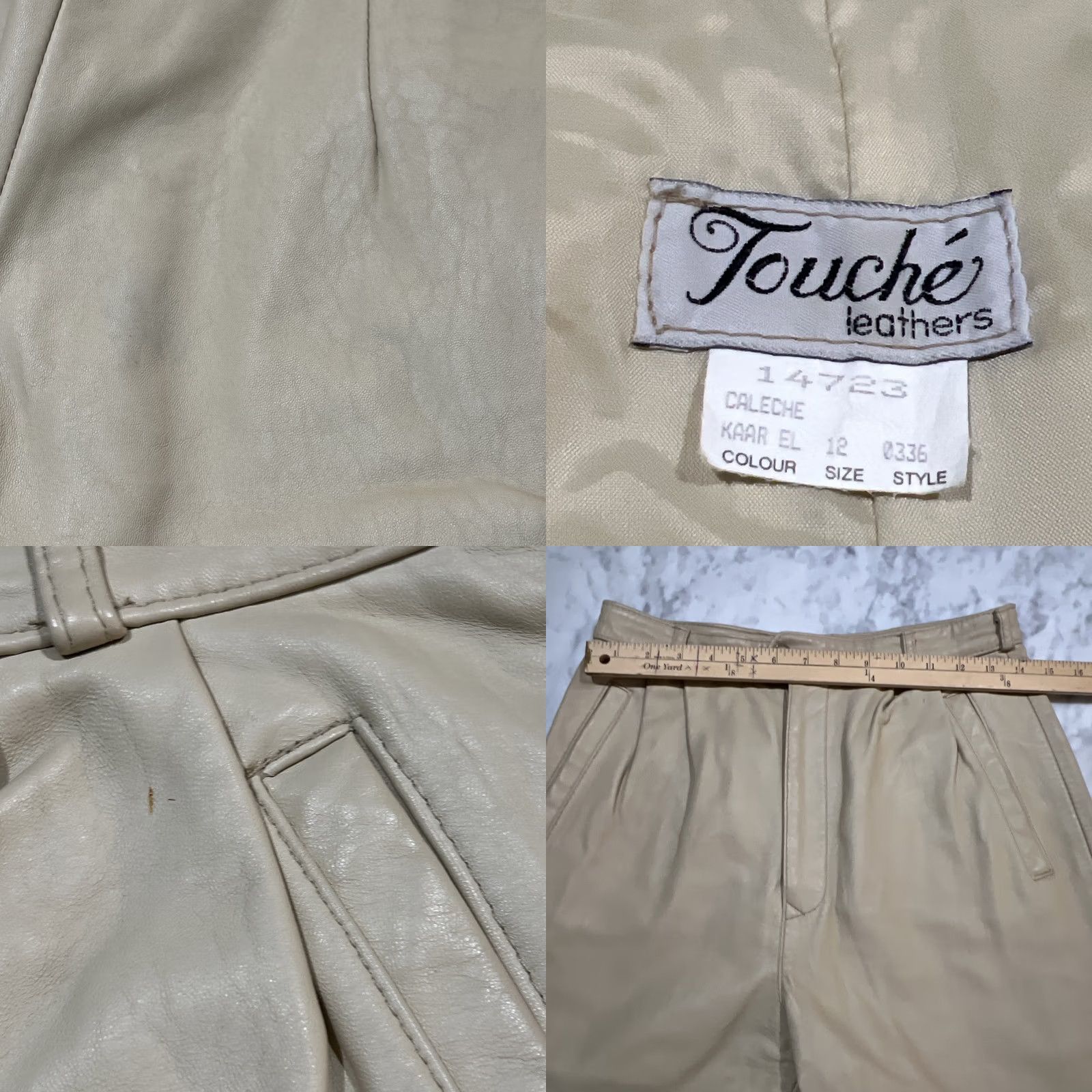 Vintage VINTAGE Touché Leather Pants Women’s Size 12 Beige W28 L29 Dress Pants Formal Party Cocktail 90s Biker Womens Size 34" / US 12 / IT 48 - 8 Thumbnail