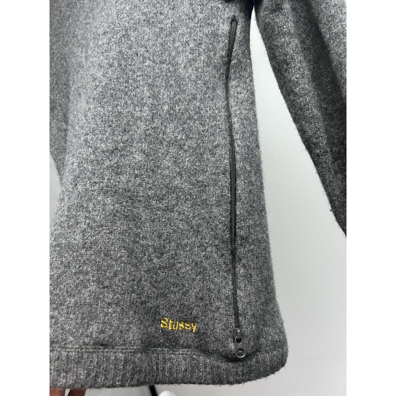 Stussy STUSSY Gray Lambs Wool Mesh Lined Sweater Small Side Zips Size S / US 4 / IT 40 - 5 Thumbnail