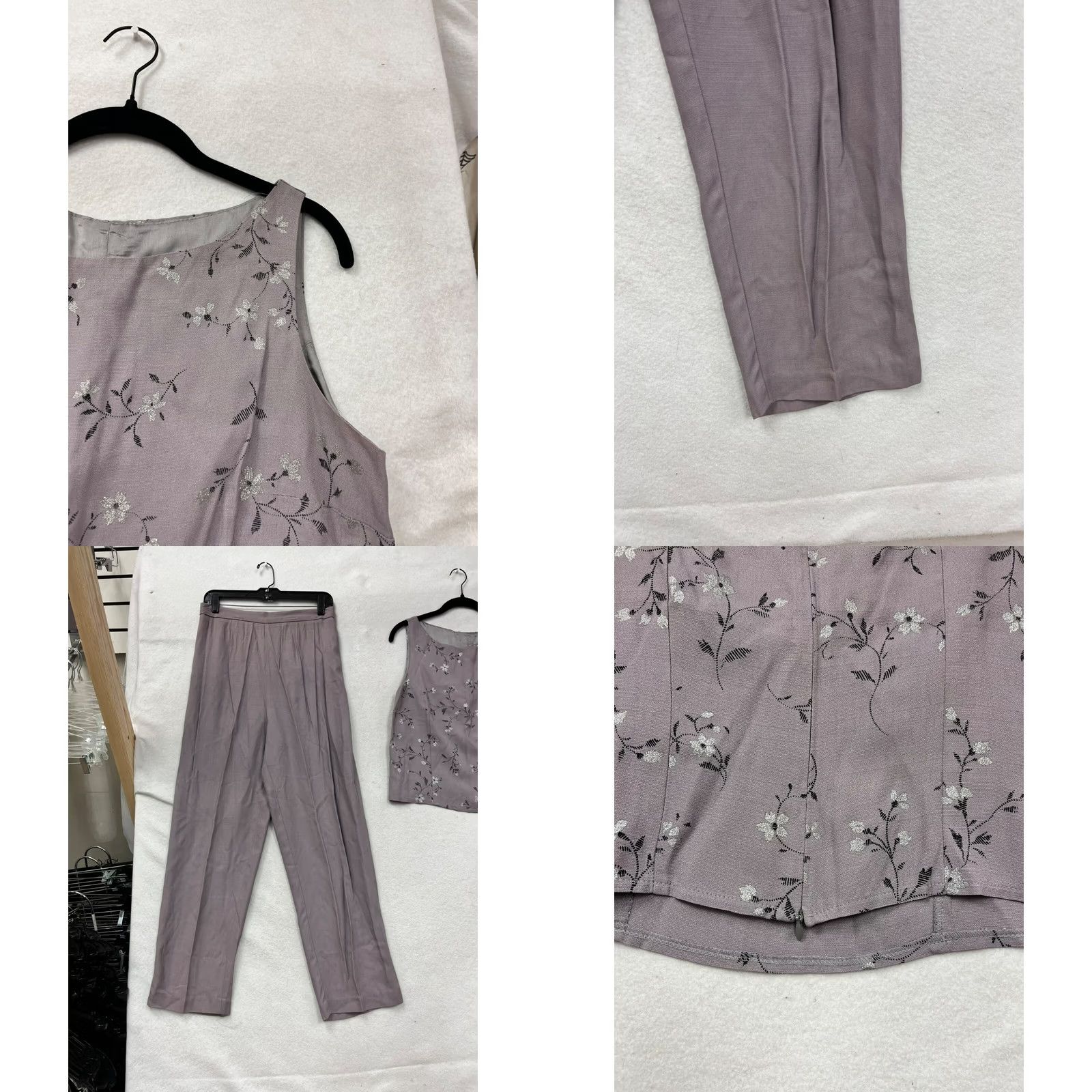 Vintage VINTAGE Bahrain Group Outfit 4Pc Women 12 Lavender Floral Embroidery Dress Pants Top Coat Women’s Mens Size US 12 / IT 42 - 10 Thumbnail
