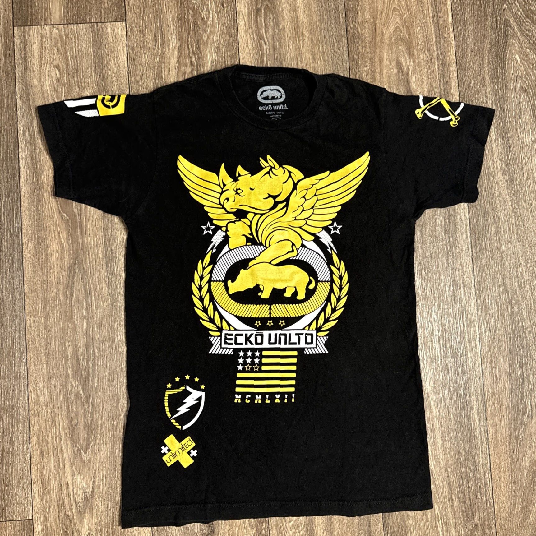Ecko Unltd. VINTAGE Ecko Unltd. T-Shirt Rhino Double-Sided Black Small Unisex Adults Gothic 90s Skater Cyber Goth Mens Womens Size US S / EU 44-46 / 1 - 4 Thumbnail