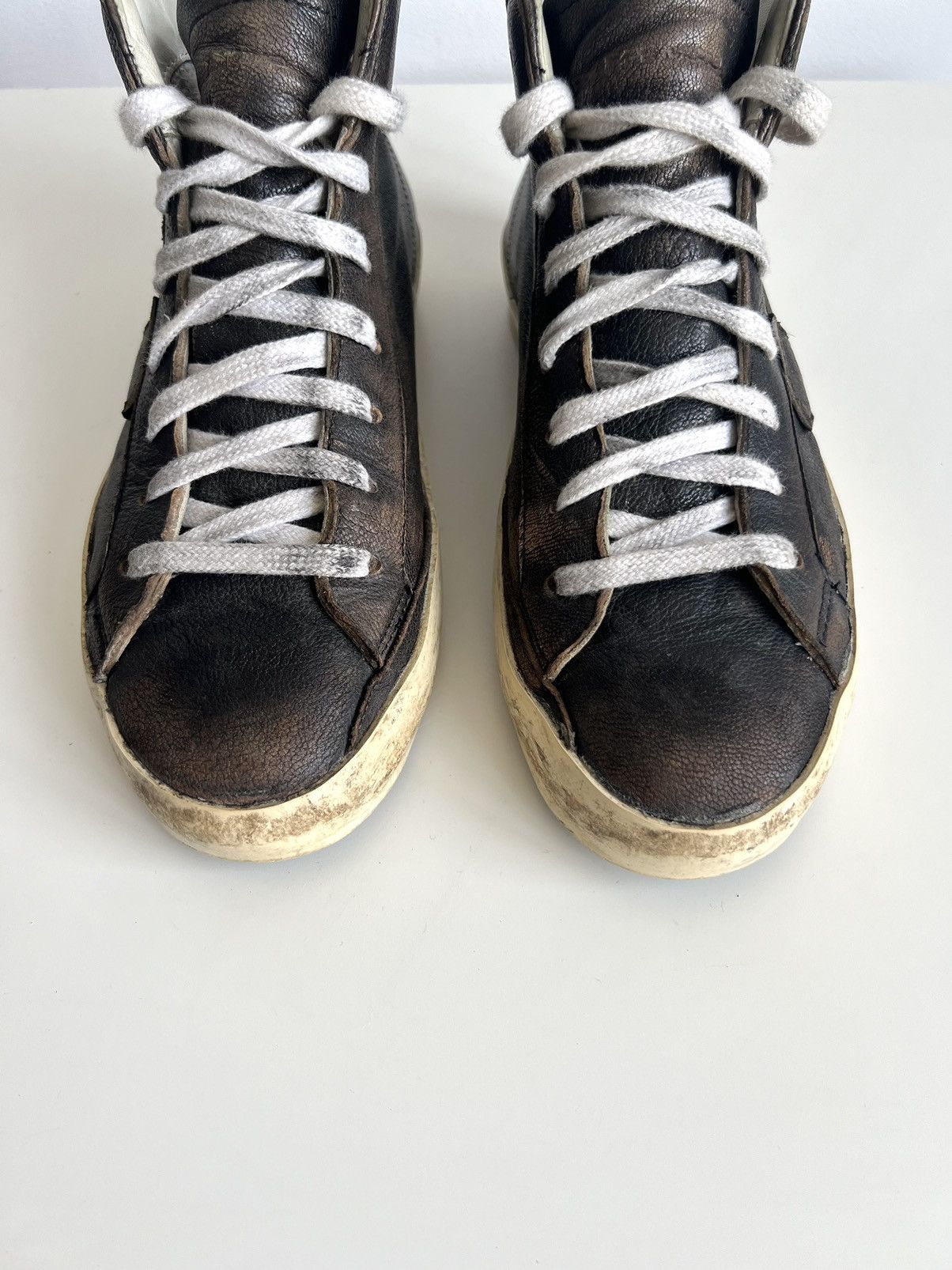 Golden Goose × Philippe Model Philipe Model Paris PRSX Mid Brown Distressed Sneakers Size US 7.5 / EU 40-41 - 4 Thumbnail