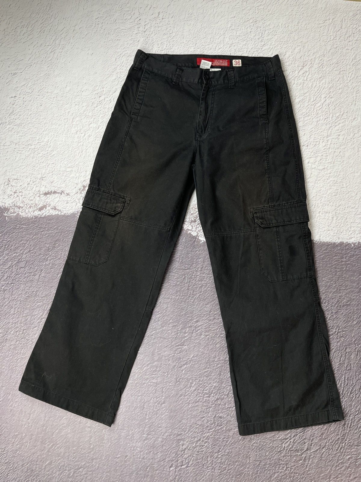 Guess × Vintage Guess USA vintage black faded utility cargo wide pants Size US 36 / EU 52 - 1 Thumbnail