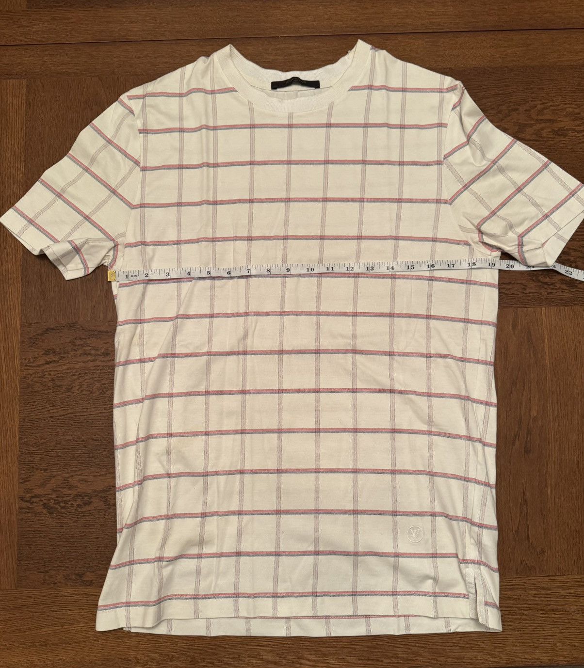 Louis Vuitton LV White Simple Plaid Tee - Kim Jones era Size US M / EU 48-50 / 2 - 1 Thumbnail