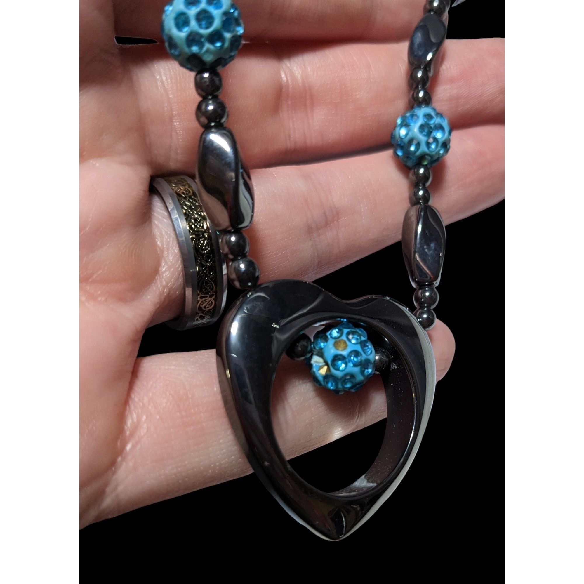 Other Hematite Open Heart Beaded Pendant Necklace Size ONE SIZE - 3 Thumbnail
