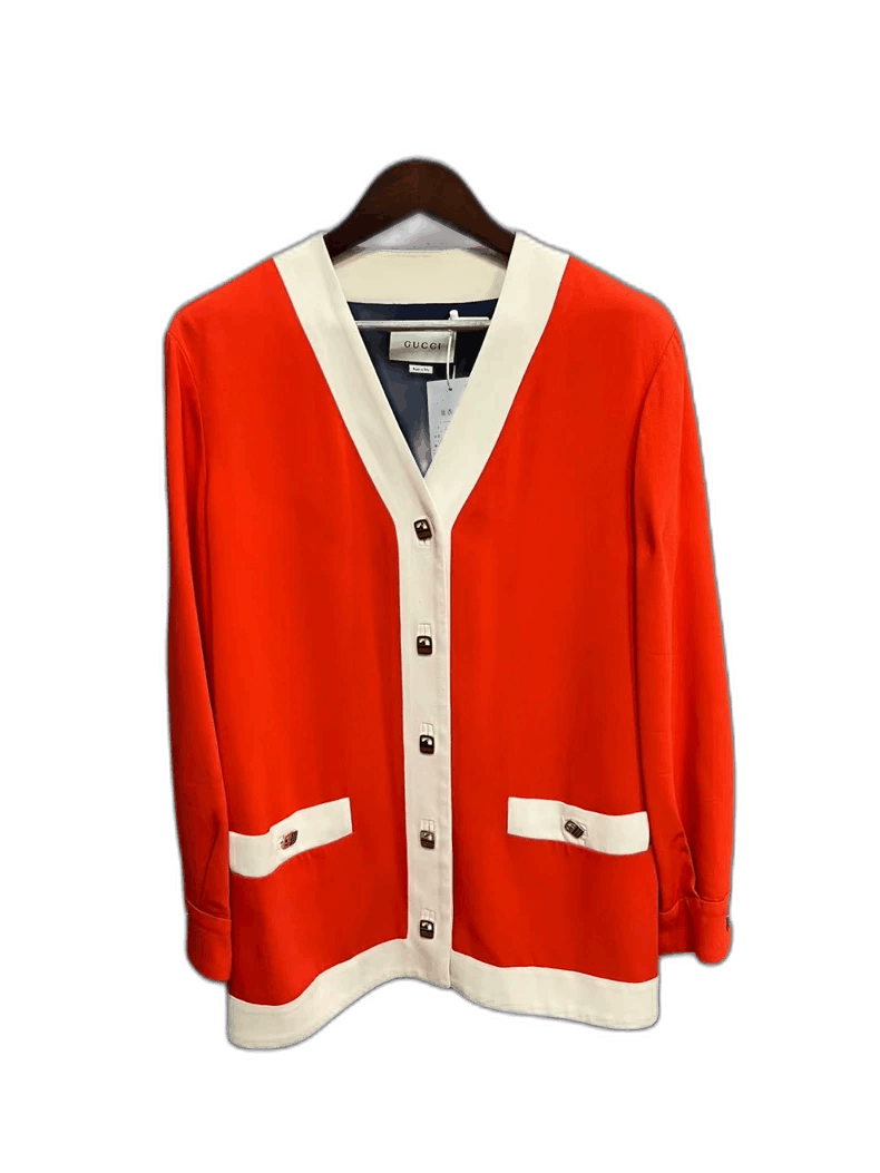 Gucci Gucci Red and White Button Cardigan Size US M / EU 48-50 / 2 - 1 Thumbnail