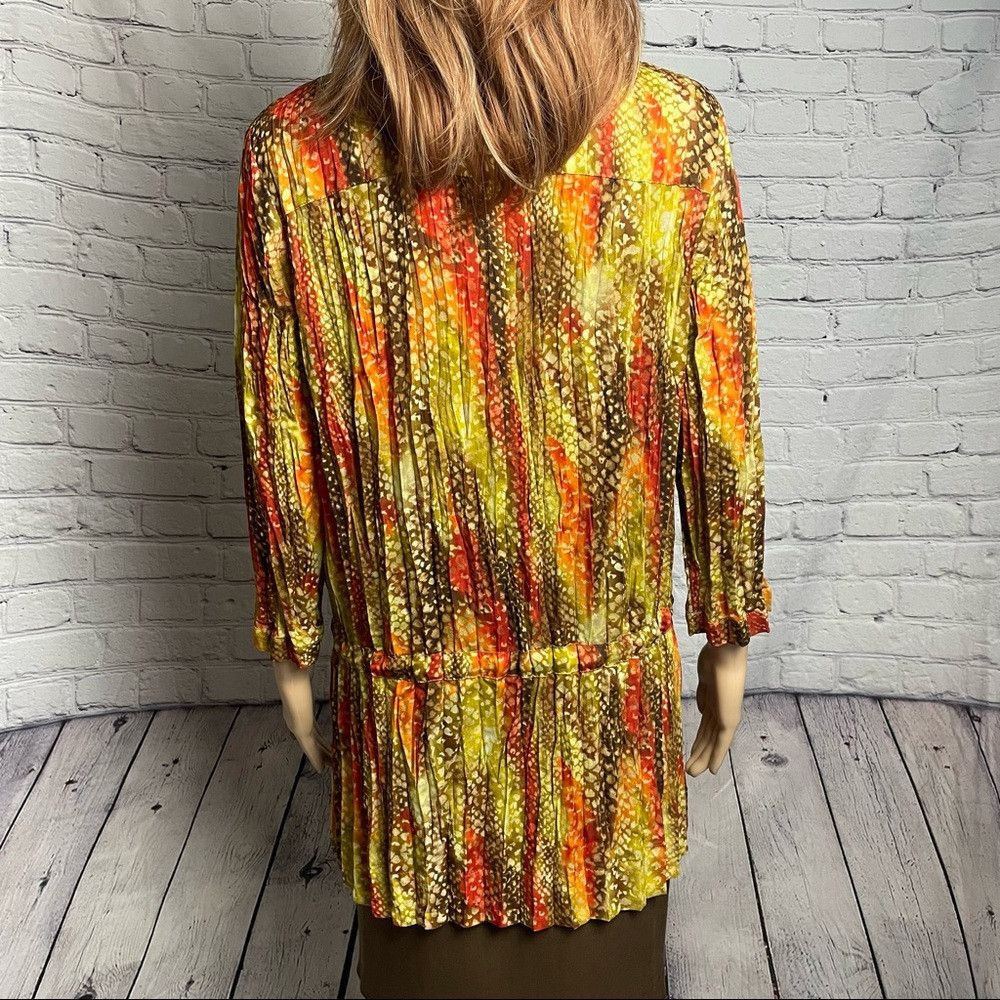 Jones New York Jones New York Pleated Brown Orange 3/4 Sleeve Blouse Size Size M / US 6-8 / IT 42-44 - 4 Thumbnail