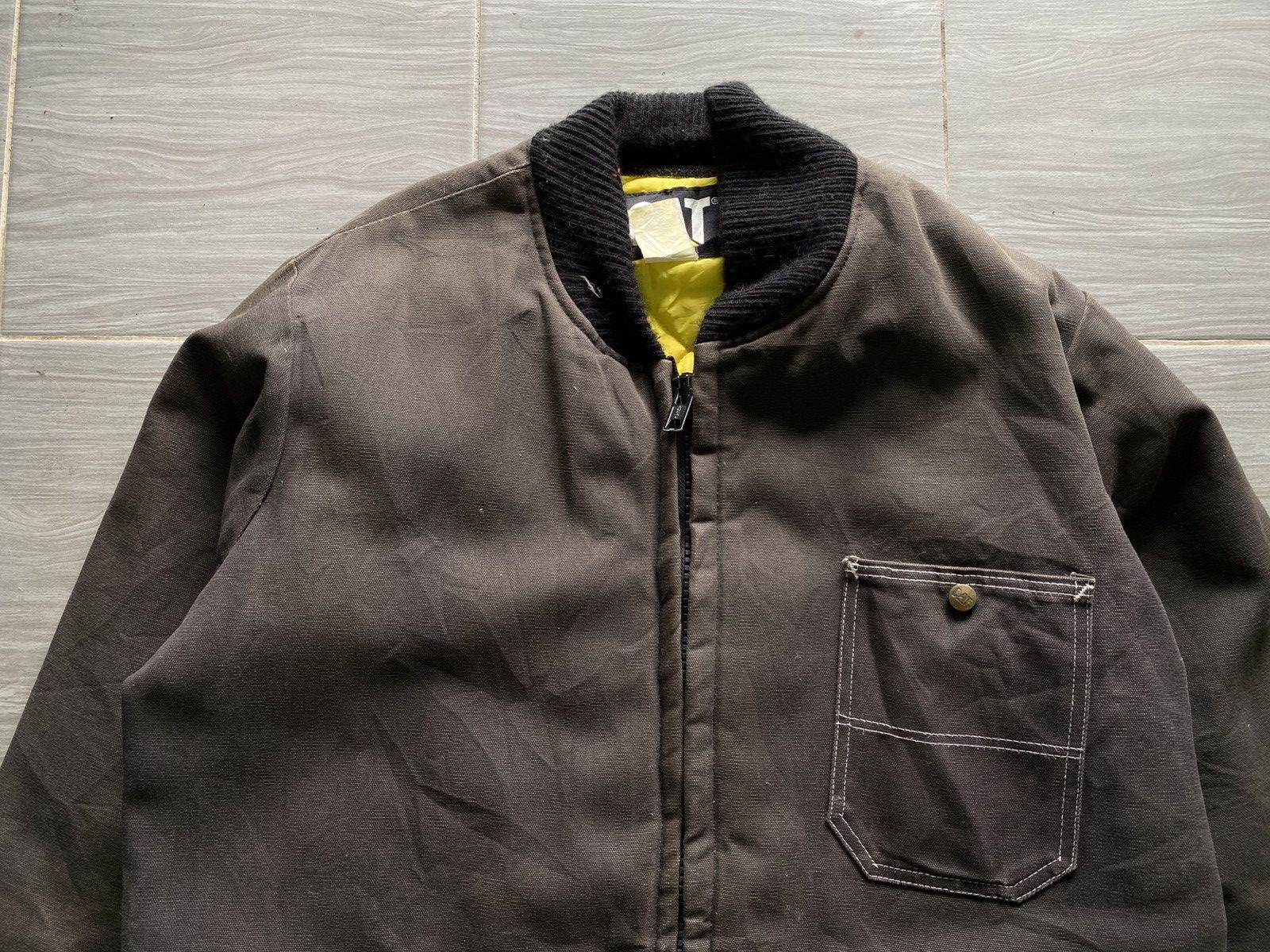 Caterpillar Vtg Caterpillar Heavy Jacket - Black Faded Size US XL / EU 56 / 4 - 5 Thumbnail