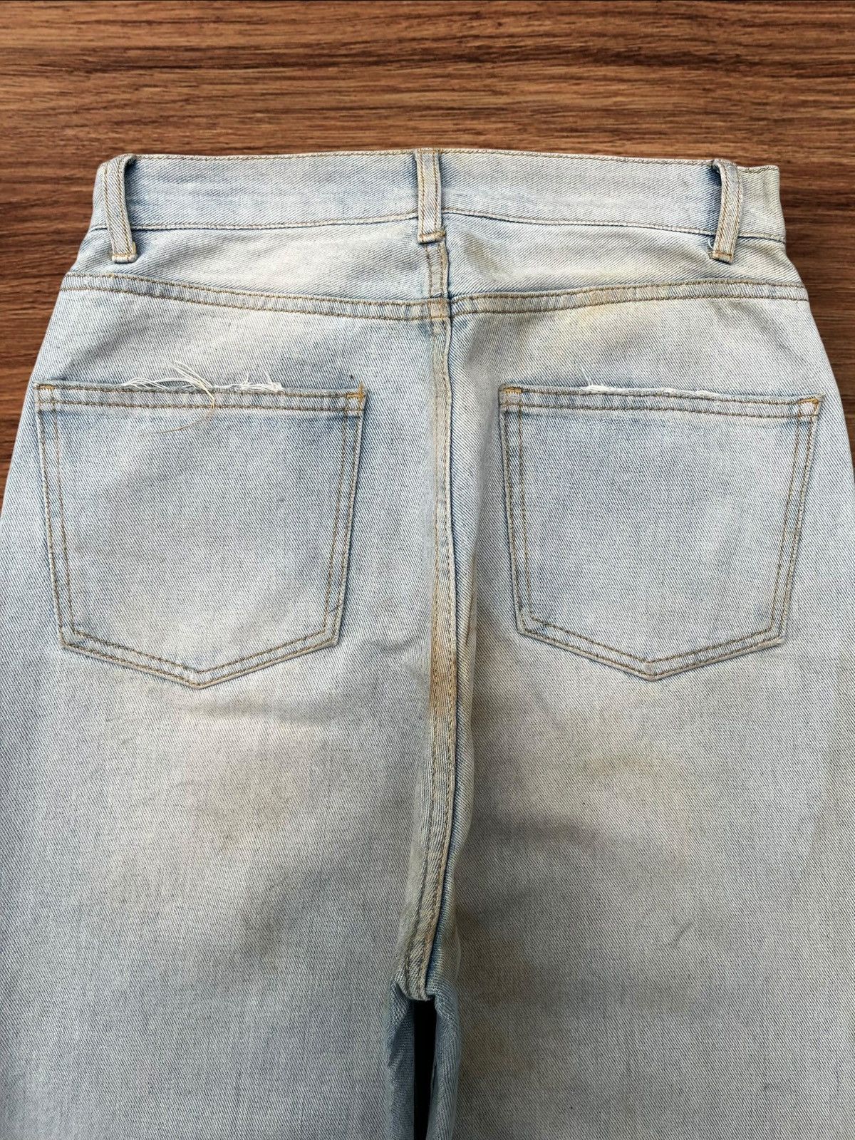 Zara Vintage Light Blue Dirty Washed Frayed Straight Leg Jeans Size 26" / US 2 / IT 38 - 4 Thumbnail