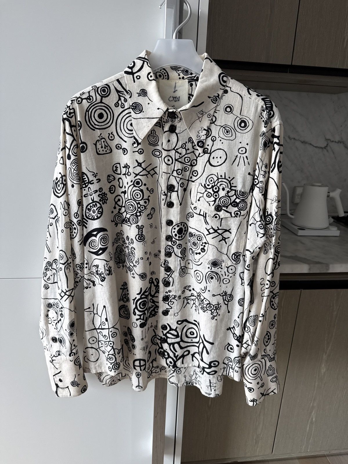 John Alexander Skelton Skelton AW23 hand-printed cotton shirt Size US M / EU 48-50 / 2 - 1 Thumbnail