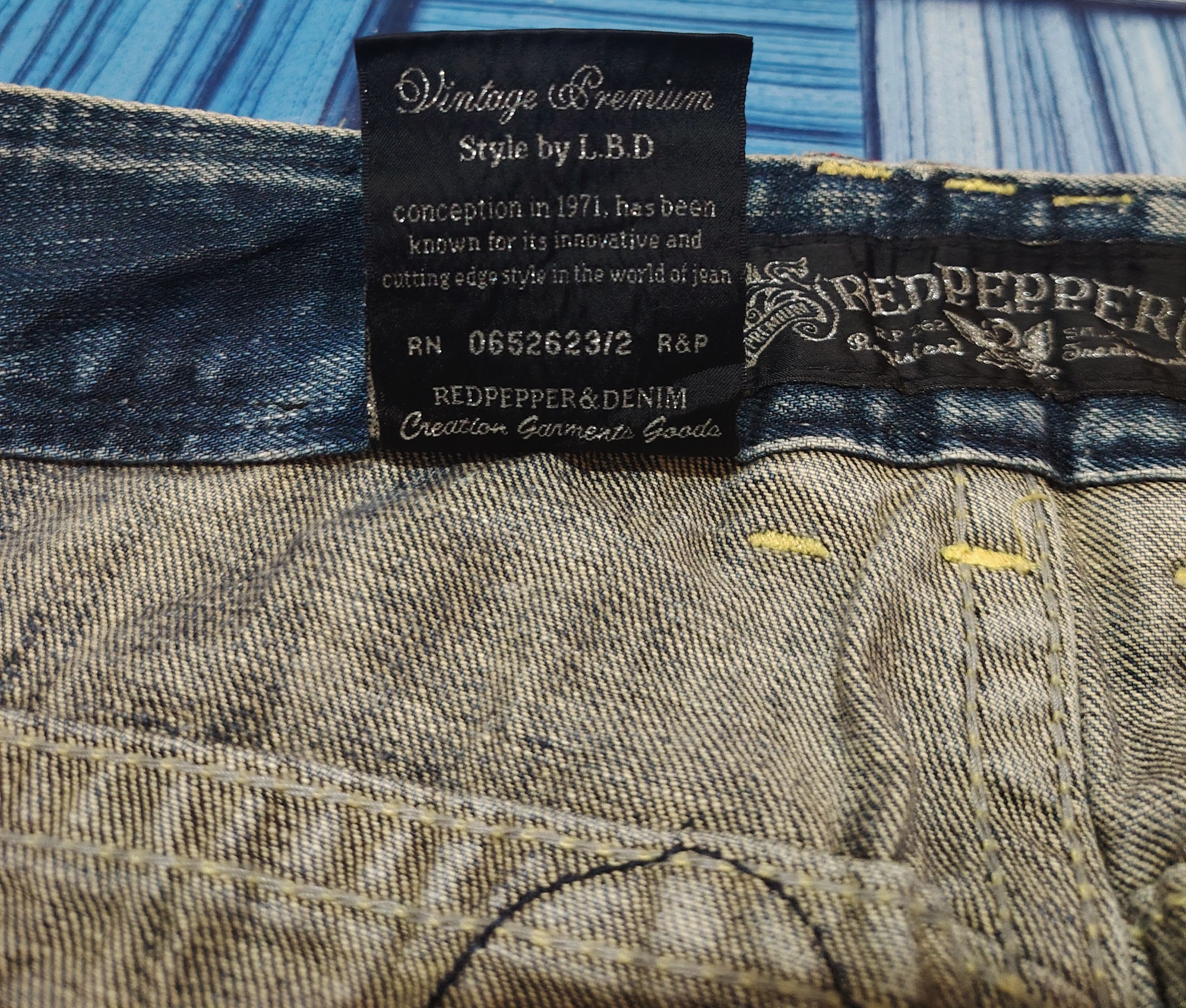 Japanese Red Pepper Flared Jeans Distressed Denim