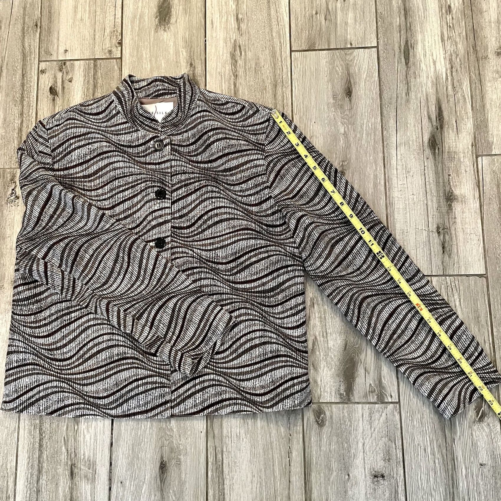 Adrianna Papell VINTAGE Adrianna Papell Safe silk Top size 6 stripes waves blazer Shirt Women Size M / US 6-8 / IT 42-44 - 3 Thumbnail