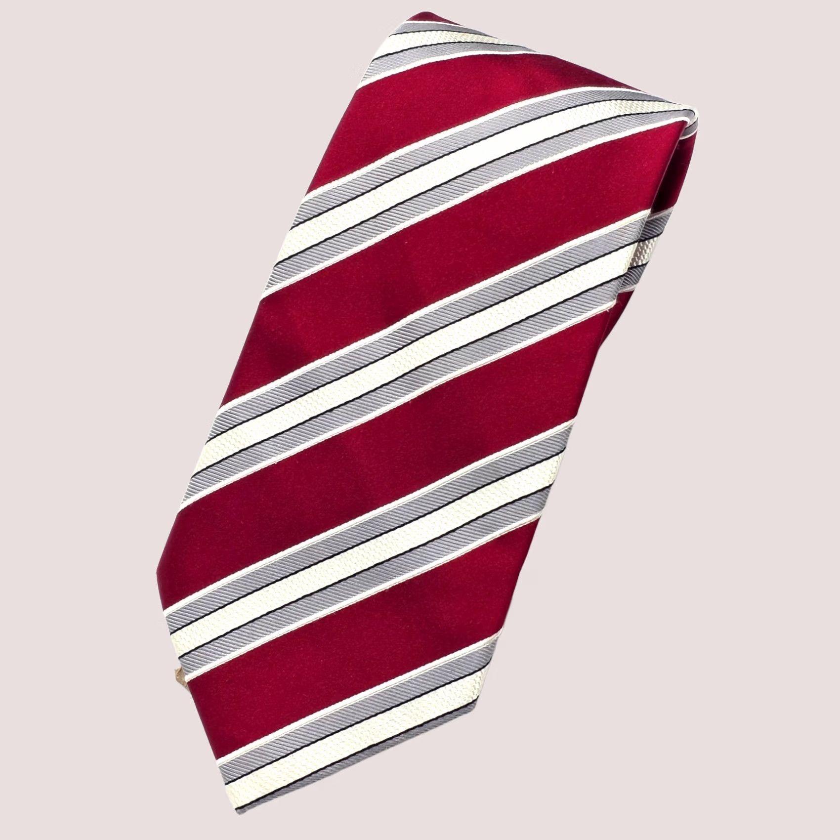 Vintage Donald J Trump Tie Red White Stripe Signature Collection Hand Made 100% Silk Shirt Mens Tie Size ONE SIZE - 1 Thumbnail
