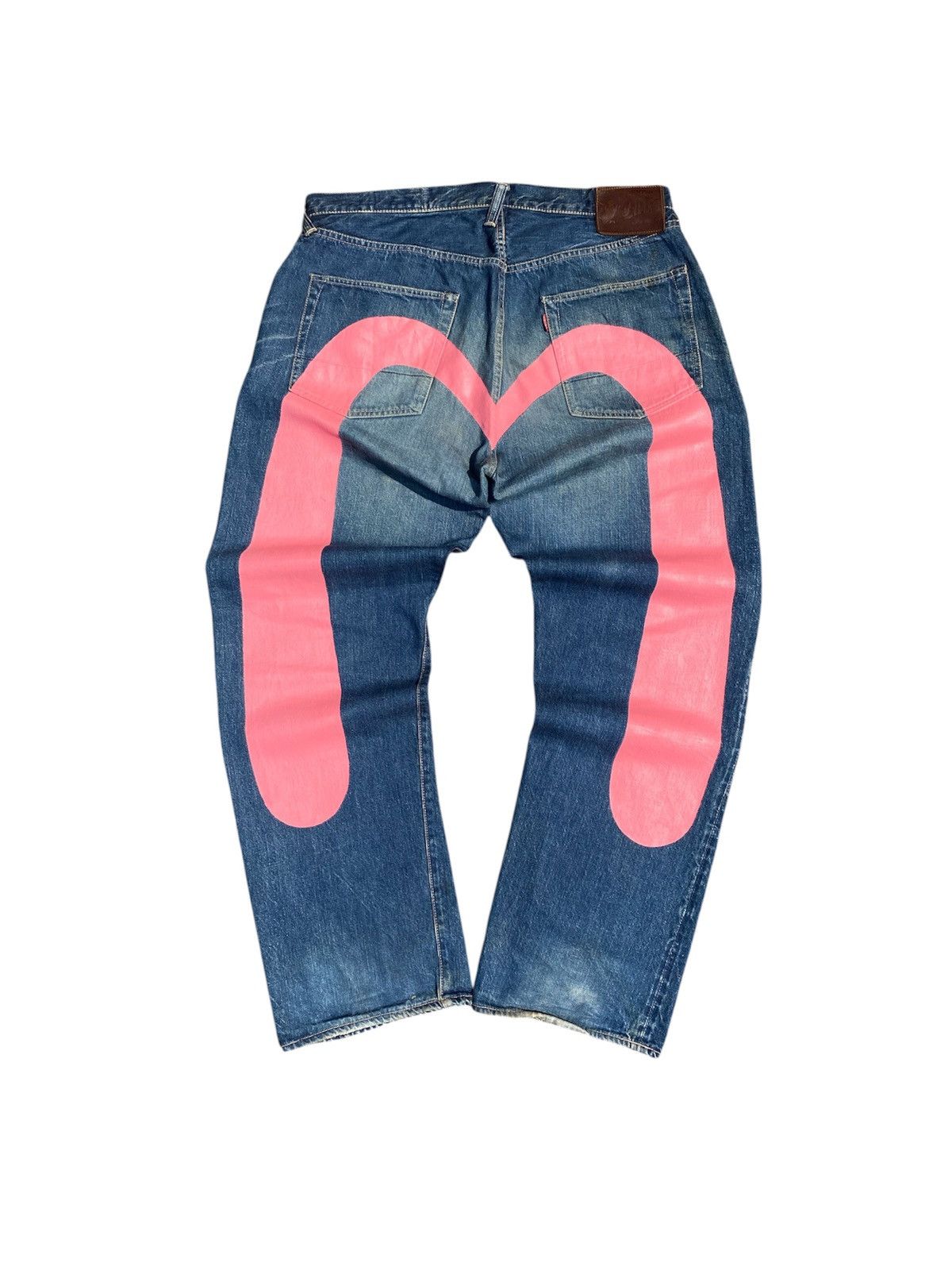 Evisu Evisu Daicock Print Pink Baggy Fit Jeans | Grailed