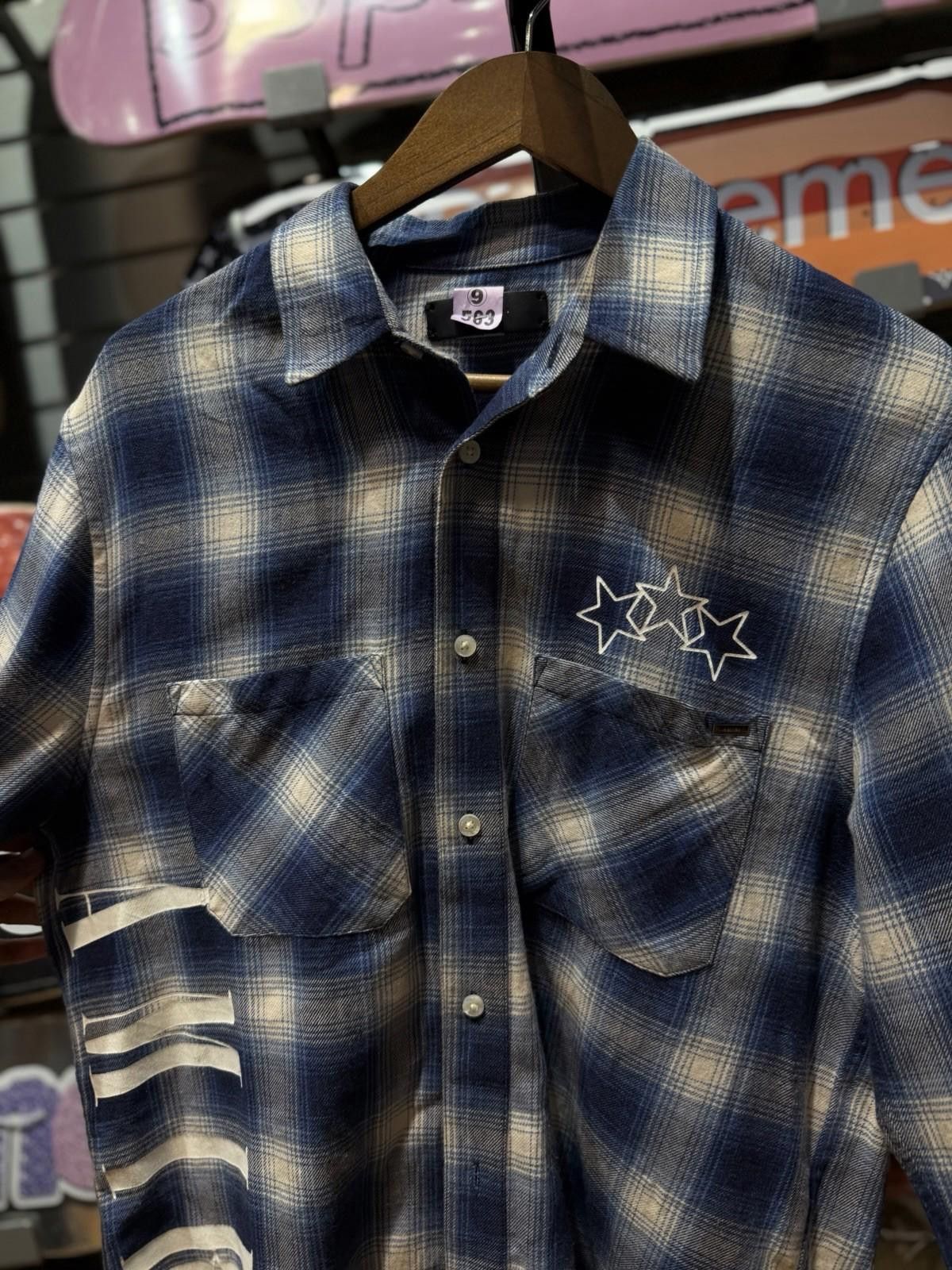Amiri AMIRI Plaid Flannel Shirt Blue Black Star Men's Size Small Size US S / EU 44-46 / 1 - 8 Thumbnail