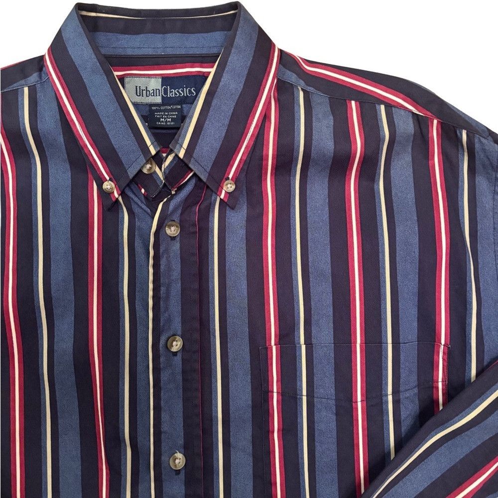Urban Classics Urban Classics 90’s Men's Striped Navy Shirt Size US L / EU 52-54 / 3 - 2 Thumbnail