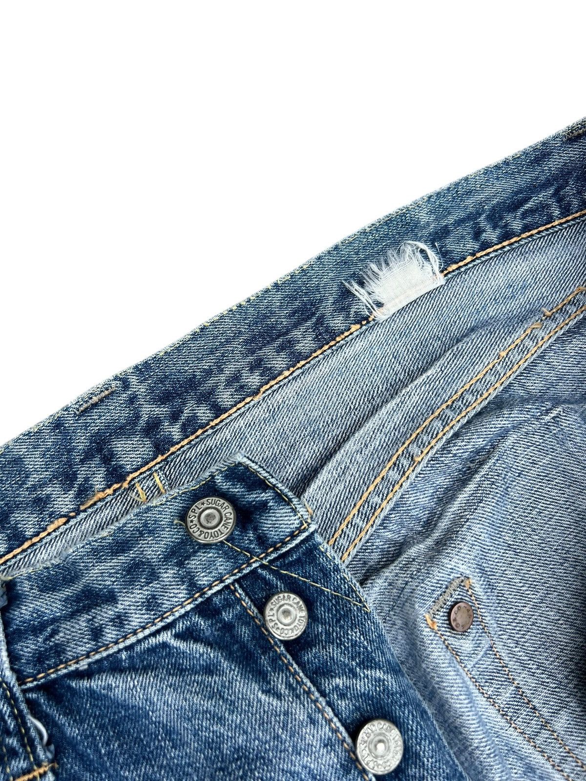 Sugar Cane Trashed Vintage Sugar Cane Distress Denim Selvedge Jeans Size US 33 - 7 Thumbnail