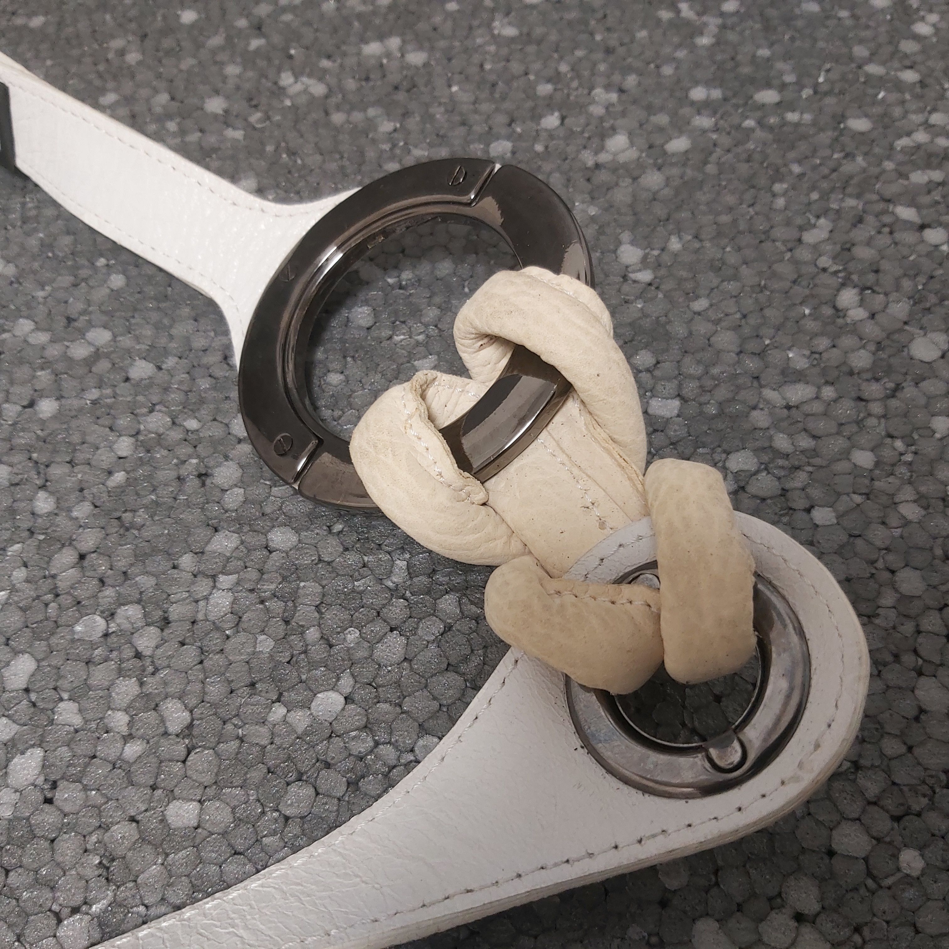 Costume National Costume National belt large metal rings cream leather belt Size ONE SIZE - 9 Thumbnail
