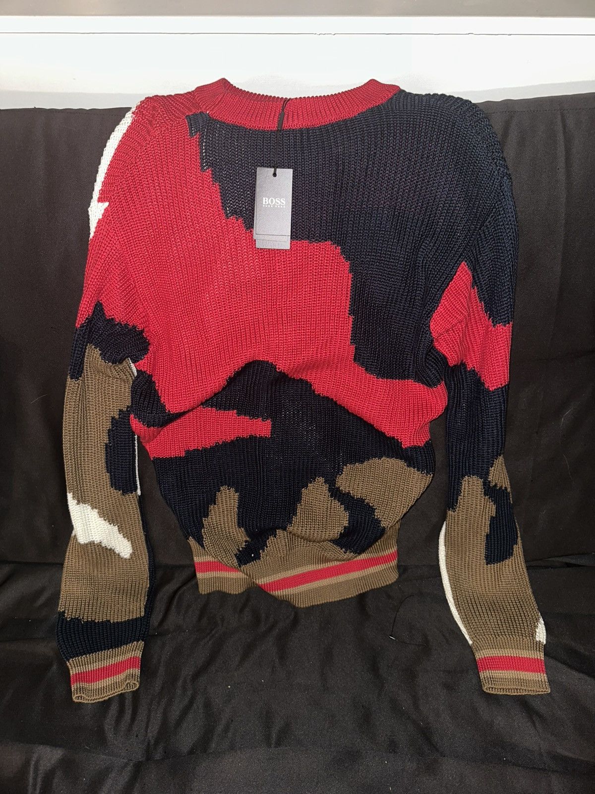 Hugo Boss Hugo Boss Red Black Brown Splotch Knit Sweater Size US M / EU 48-50 / 2 - 2 Thumbnail