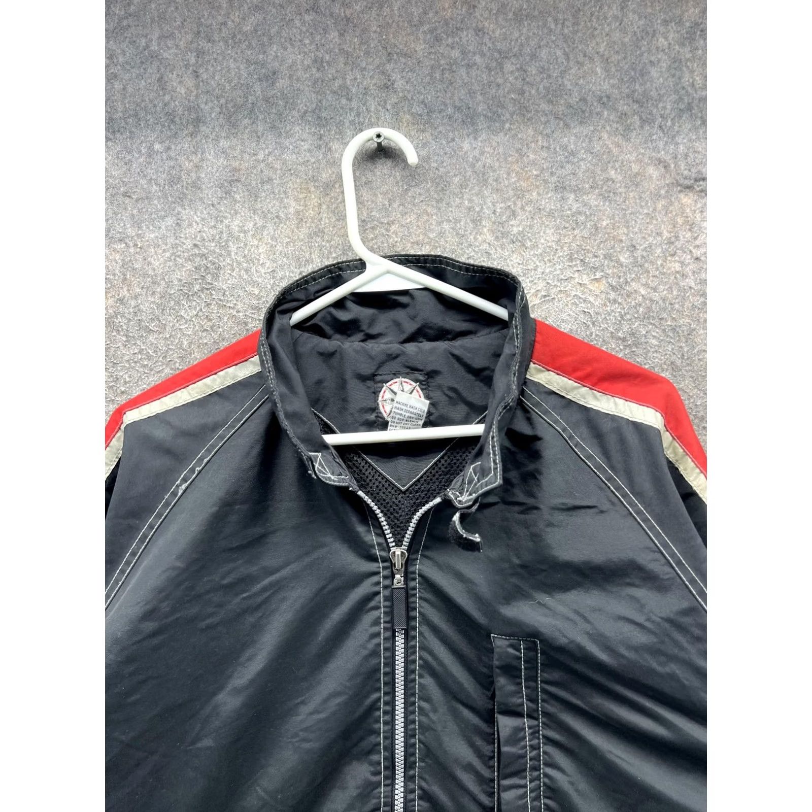 Vintage Jacket Mens XL Black Red Stripe Windbreaker Full Zip Pockets Outdoor Nylon Size US XL / EU 56 / 4 - 7 Thumbnail