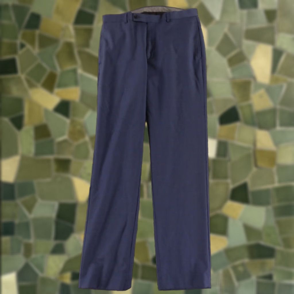 VINTAGE Calvin Klein Dress Pants Mens 33x32 Blue Wool Slim Fit