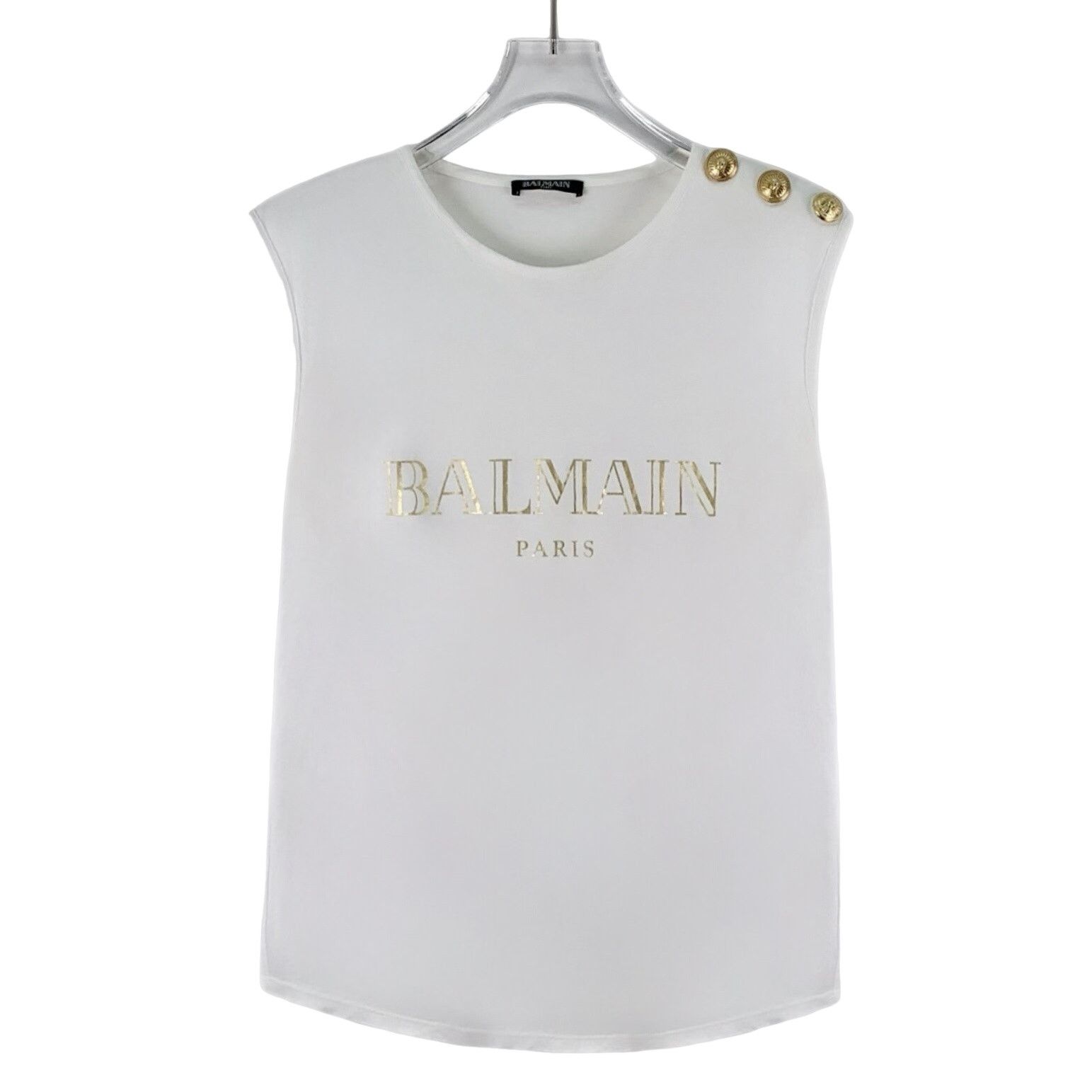 Balmain Balmain Gold Logo Button Tank Top FR 38 Size S / US 4 / IT 40 - 1 Thumbnail