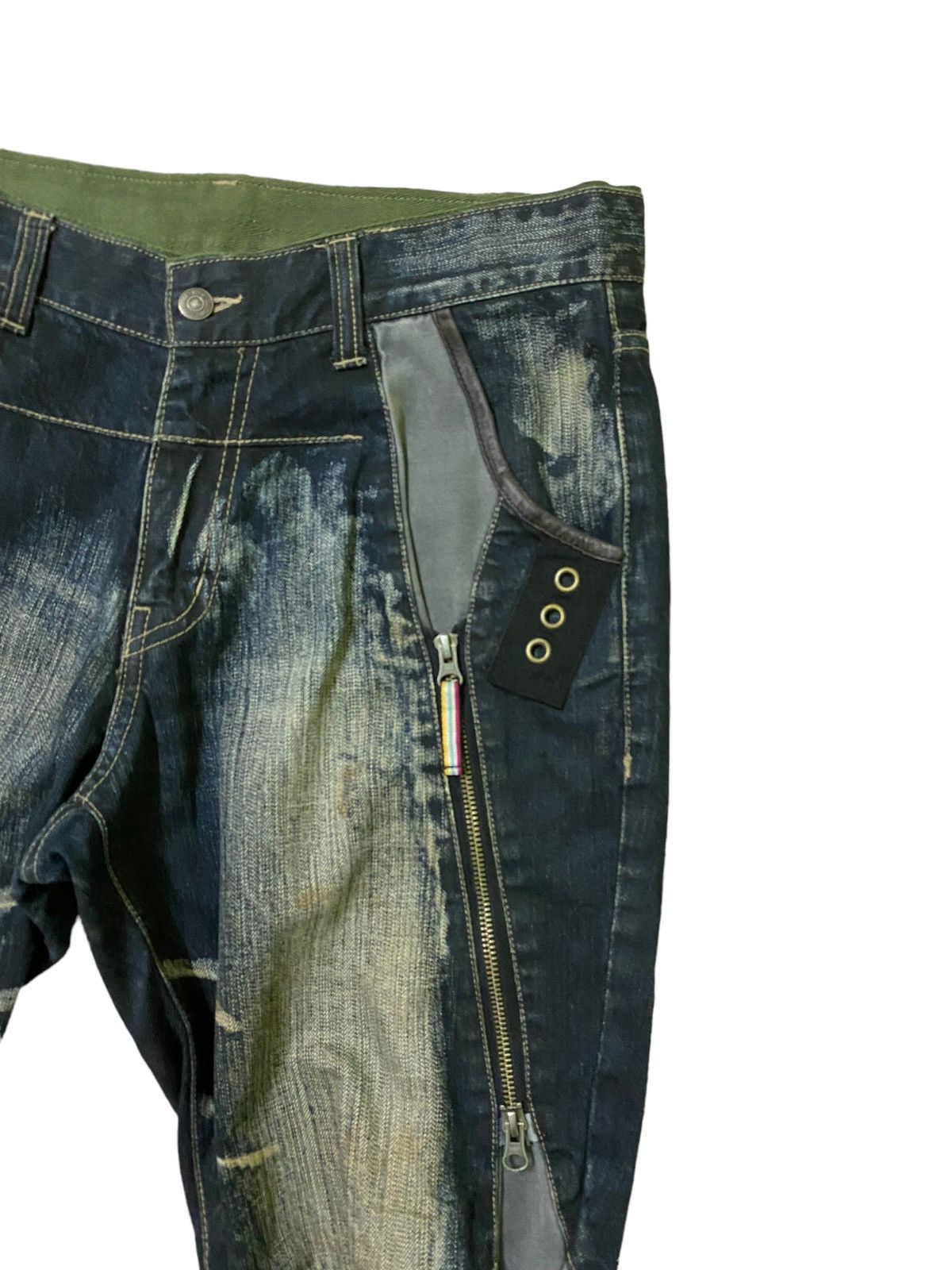 Japanese Brand Vintage PPFM Multi Zipper Hybrid Bondage Denim Pants Size US 33 - 5 Thumbnail
