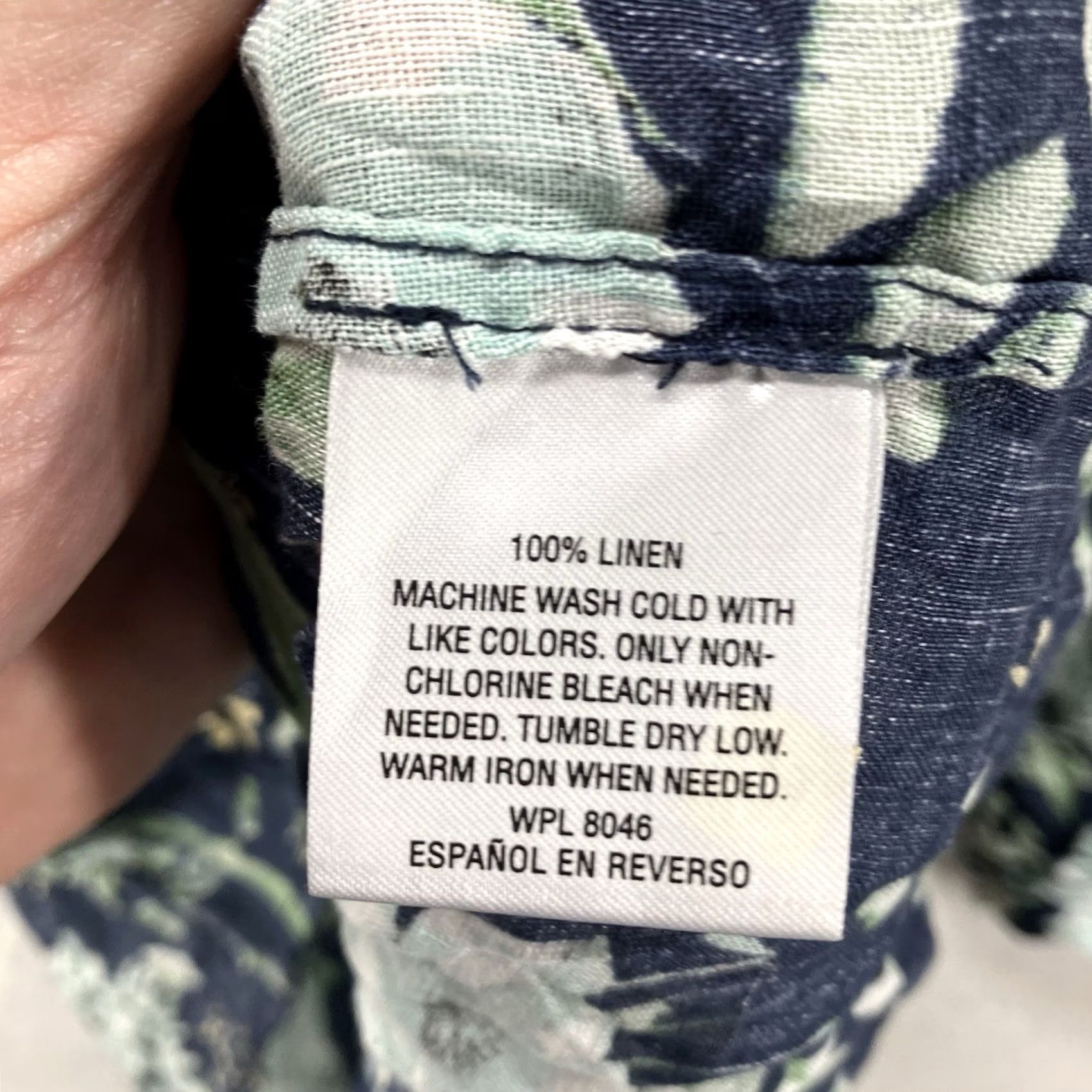 Charter Club Charter Club Women's Button Front Top Linen Roll Tab Sleeve Floral Blue M IP Size M / US 6-8 / IT 42-44 - 4 Thumbnail