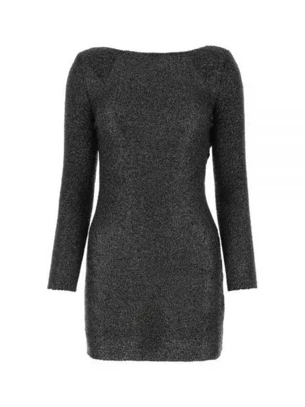 Saint Laurent Paris o1s1wg111124 Robe Décollete Dos Maille Mini Dress in Noir Size L / US 10 / IT 46 - 1 Preview