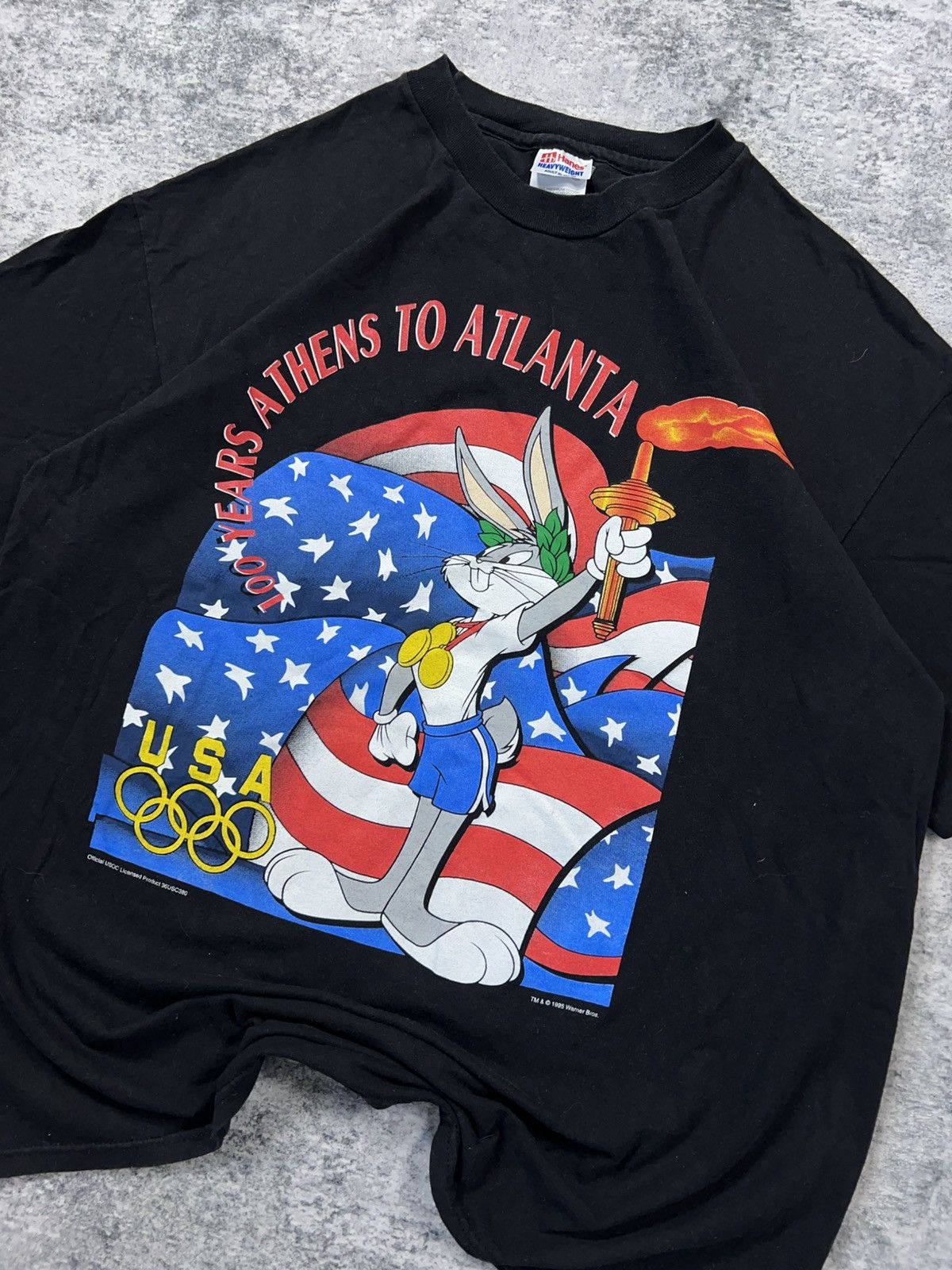 Vintage Vintage 90s Looney Tunes USA Olympics Single Stitch Shirt Size US XL / EU 56 / 4 - 2 Thumbnail