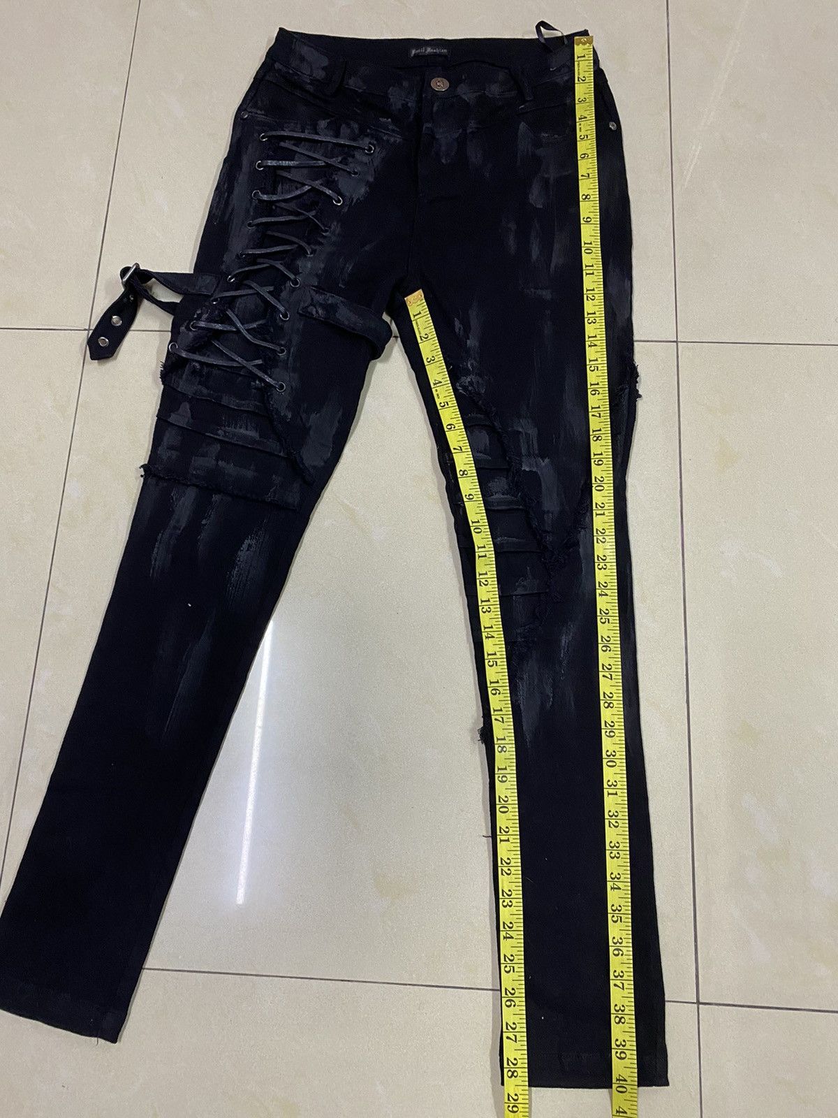 14th Addiction × Japanese Brand × Yasuyuki Ishii Punk🔥Devil Fashion Bondage Denim Size 28" / US 6 / IT 42 - 15 Thumbnail