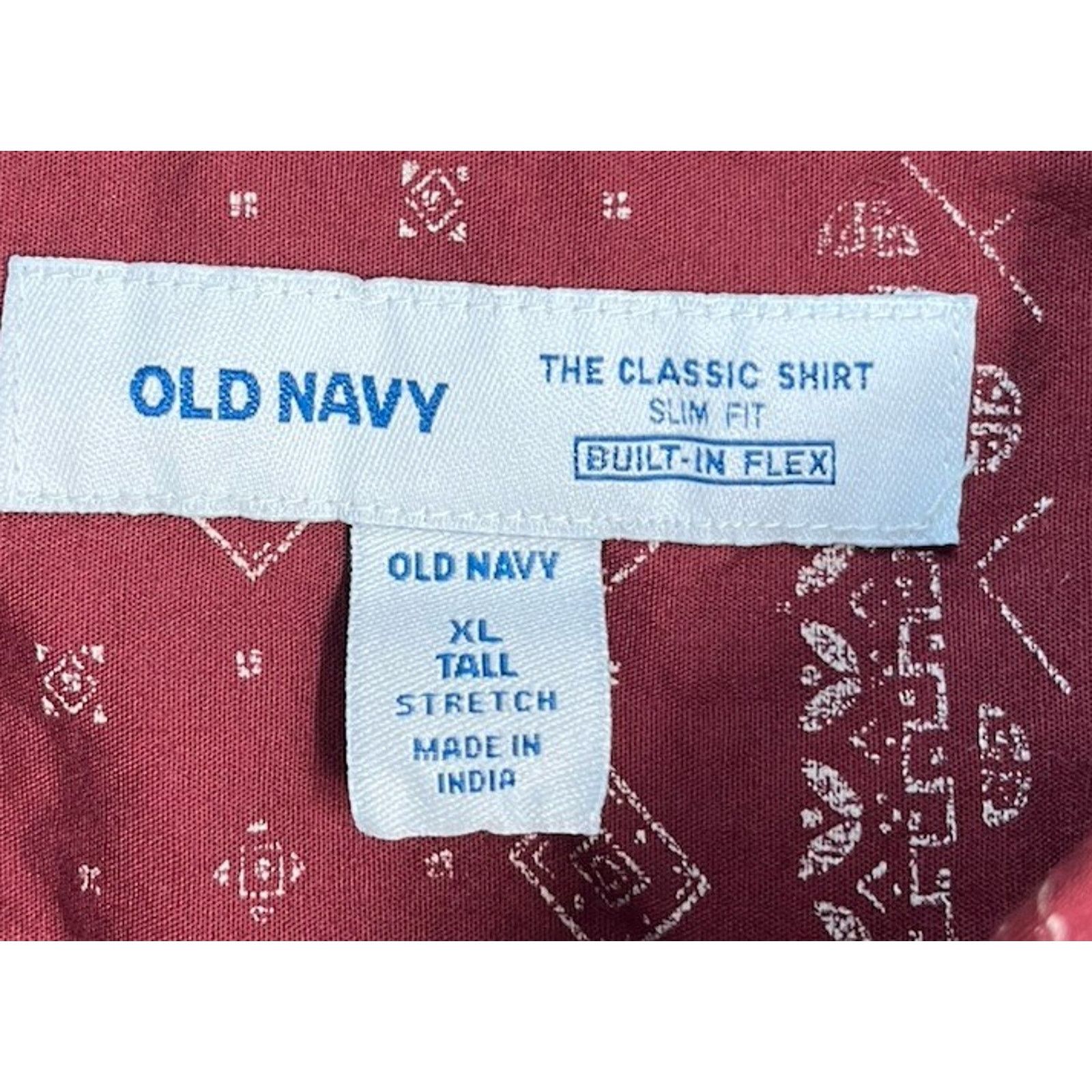 Old Navy Old Navy Mens Button XLT Maroon Casual Collared Shirt Size US XL / EU 56 / 4 - 3 Thumbnail