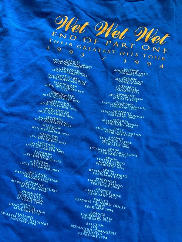Band Tees × Vintage Wet Wet Wet end of part one 1993/1994 tour XL single Stich Size US XL / EU 56 / 4 - 3 Thumbnail
