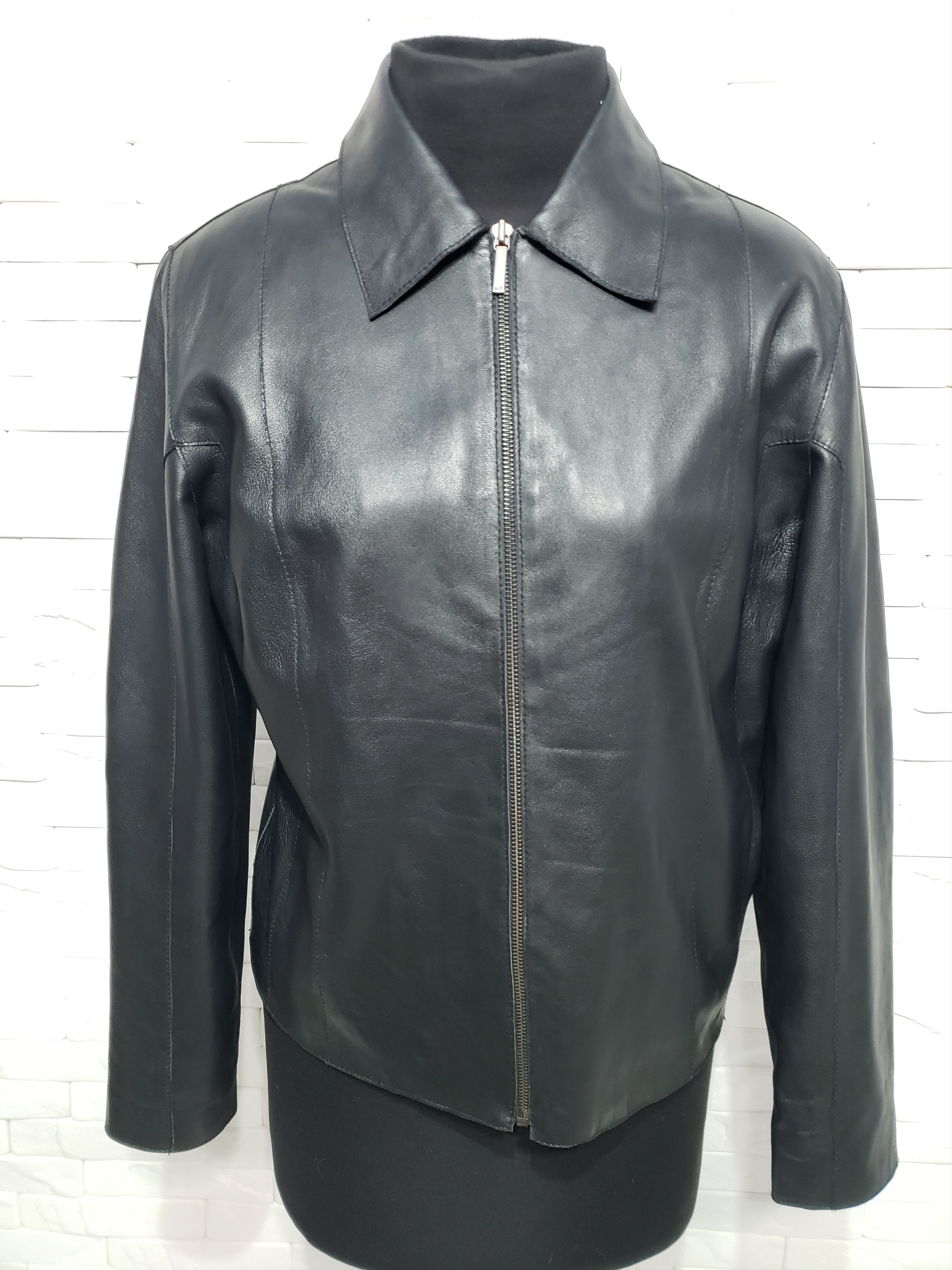 Genuine Leather Stylish women's black leather jacket. Size XL / US 12-14 / IT 48-50 - 1 Thumbnail