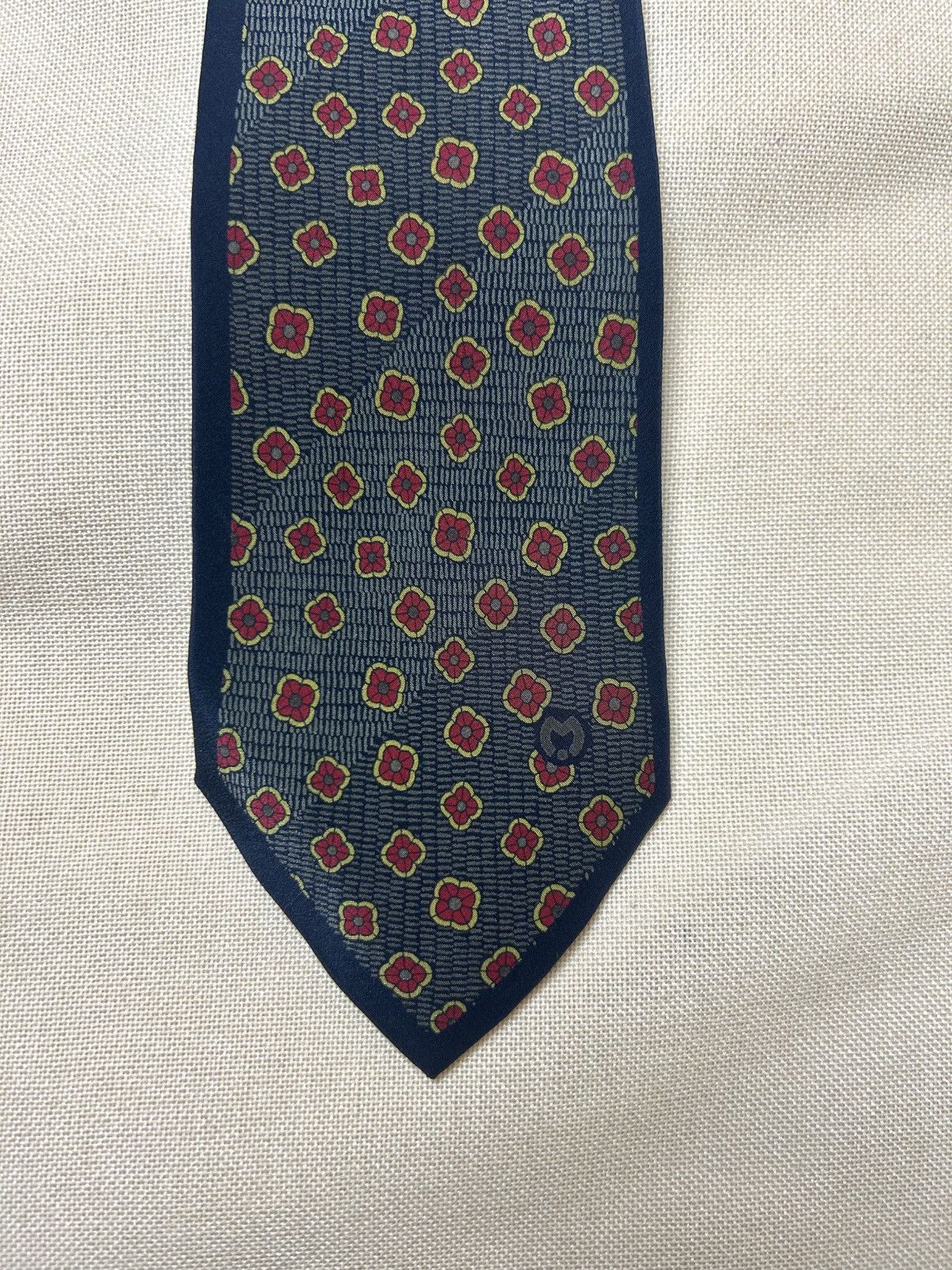 Mila Schon Mila Schon blue navt floral Silk Mens Tie Size ONE SIZE - 5 Thumbnail