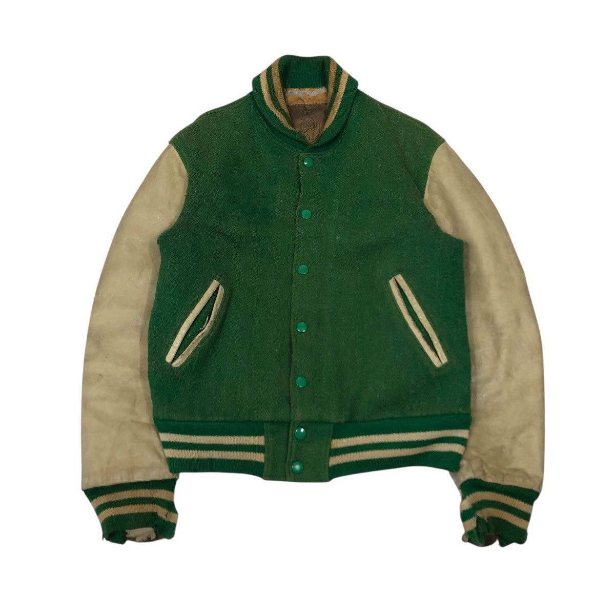 Golden Bear 🔥VINTAGE VARSITY LEATHER JACKET GOLDEN BEAR MADE IN USA Size US S / EU 44-46 / 1 - 1 Thumbnail