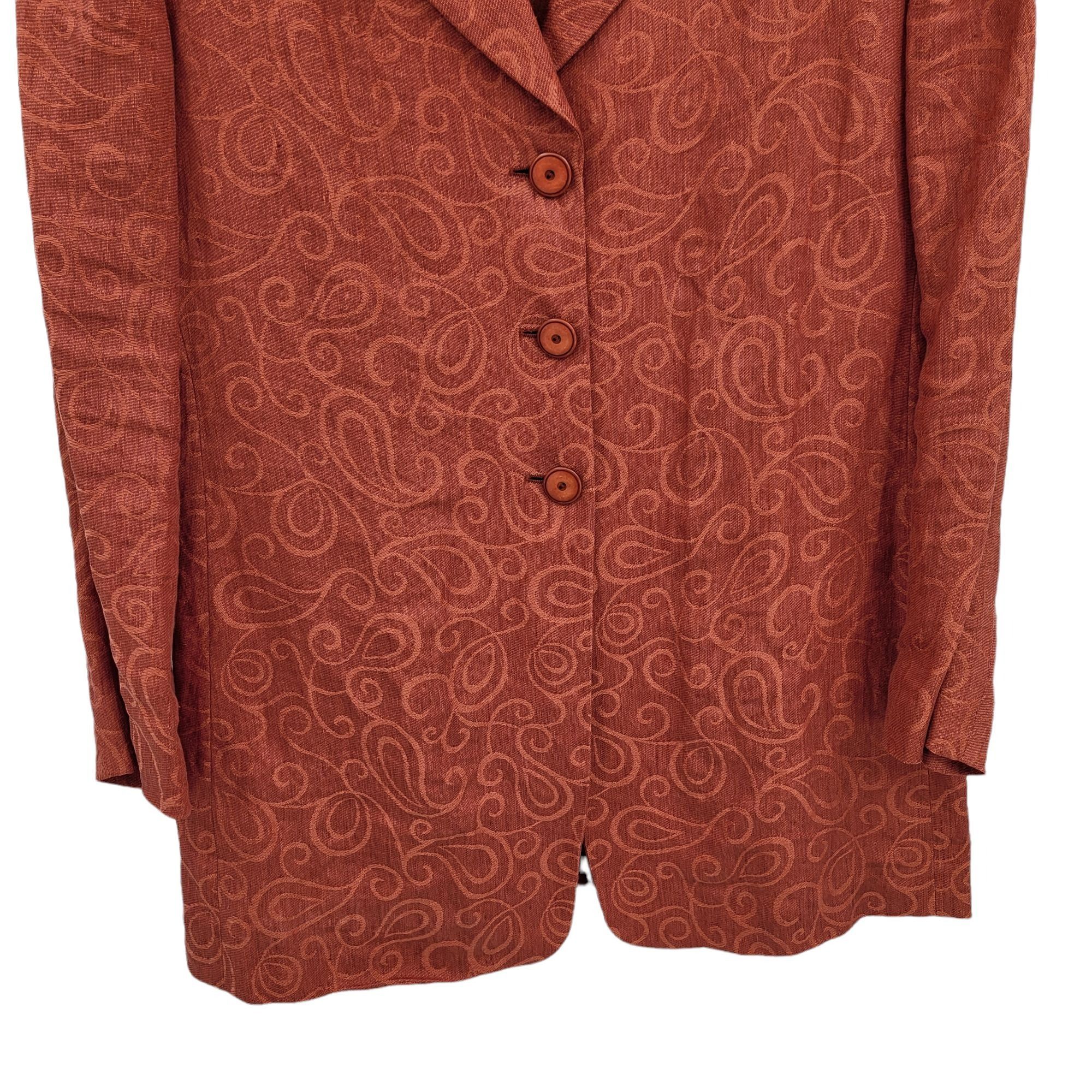 Escada Vtg Escada Linen Blazer Sz 8 Terracotta Longline Scroll Emb Size M / US 6-8 / IT 42-44 - 5 Thumbnail