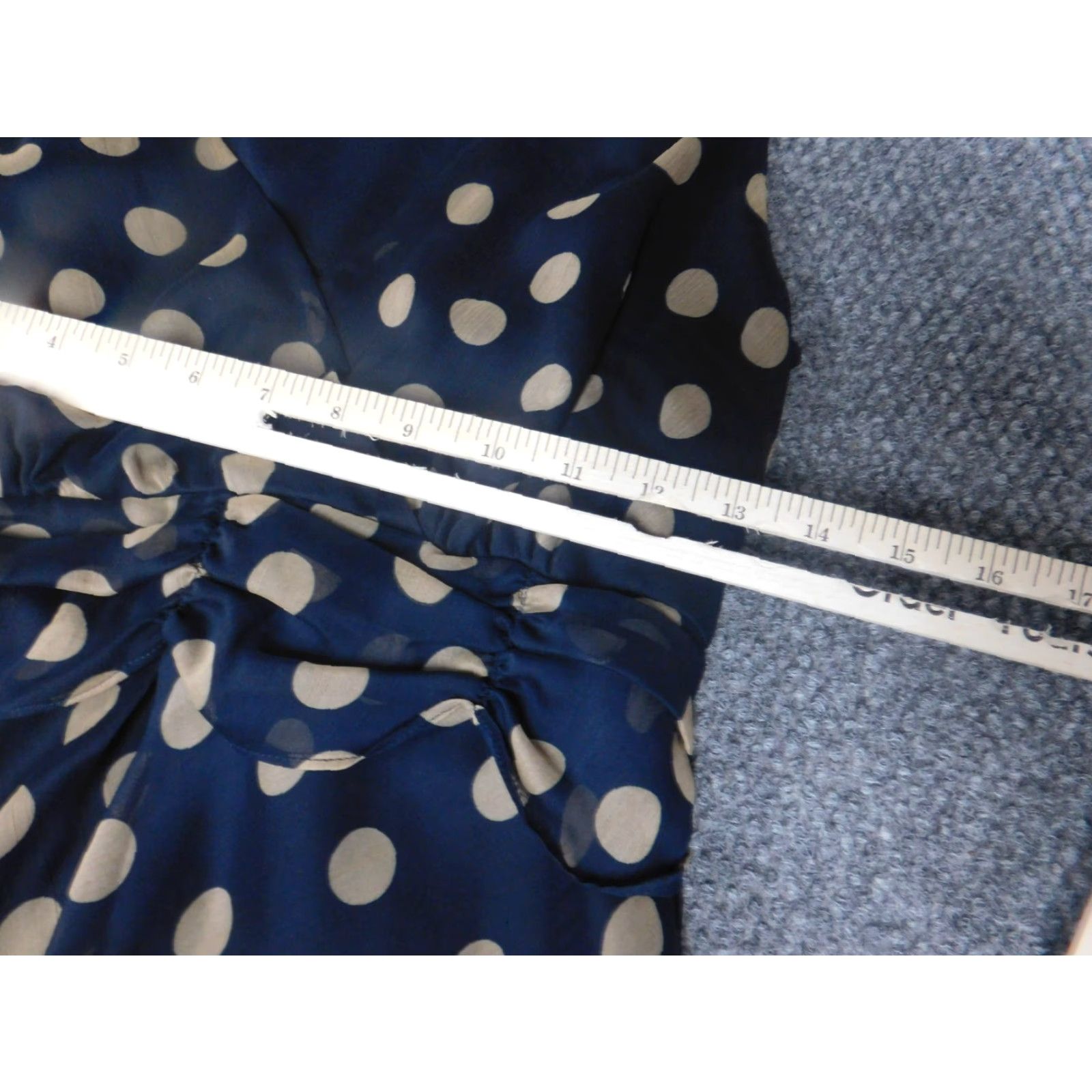 Vintage Jonathan Martin Womens Dress 8 Midi A-Line Ruffles Blue Dot Sleeveless Crew Neck Zip 90s Fall Size M / US 6-8 / IT 42-44 - 3 Thumbnail