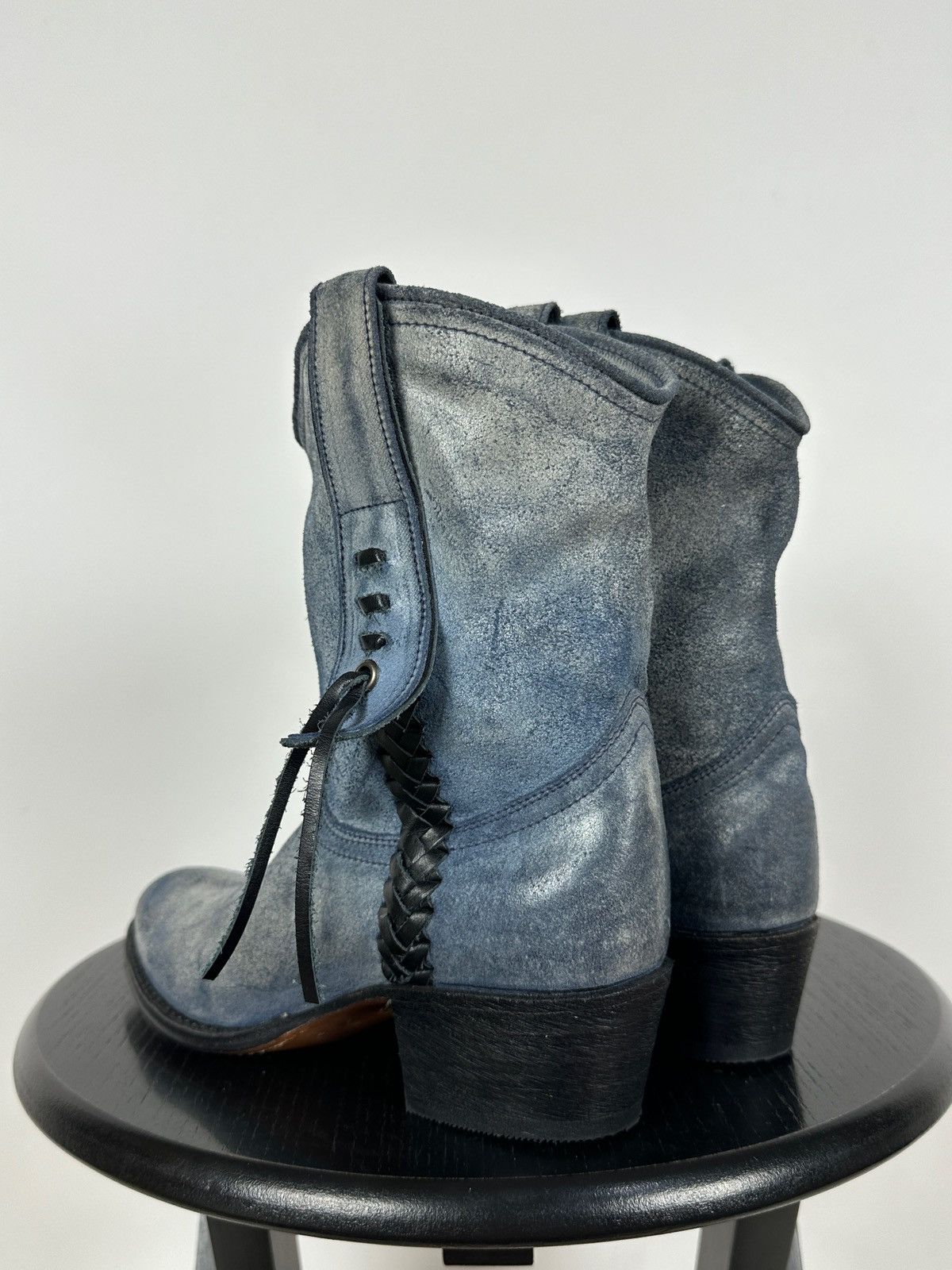 Sendra Sendra Dr.Adams Blue Leather Cowboy Biker Ankle Boots Size US 6 / IT 36 - 8 Thumbnail