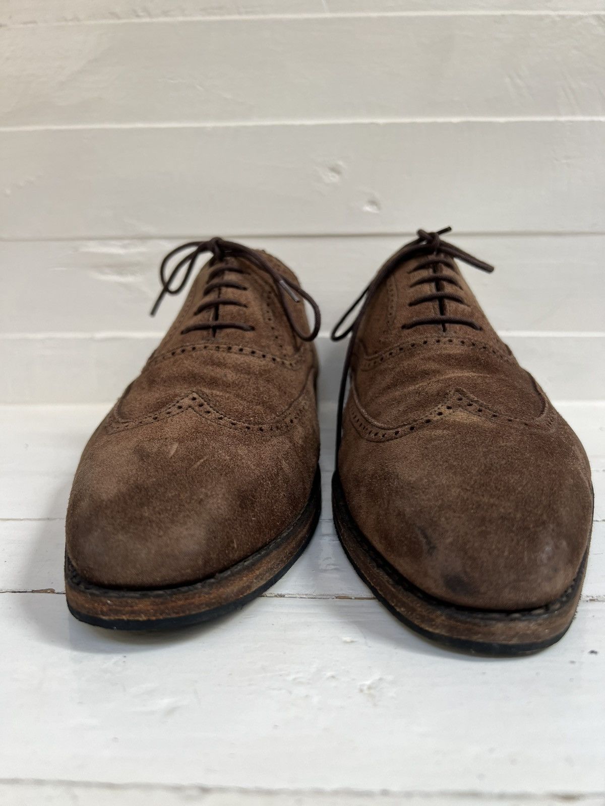 Crockett & Jones Crockett & Jones DRUMMOND Brown Suede Leather Dress Shoes Size US 10.5 / EU 43-44 - 5 Thumbnail