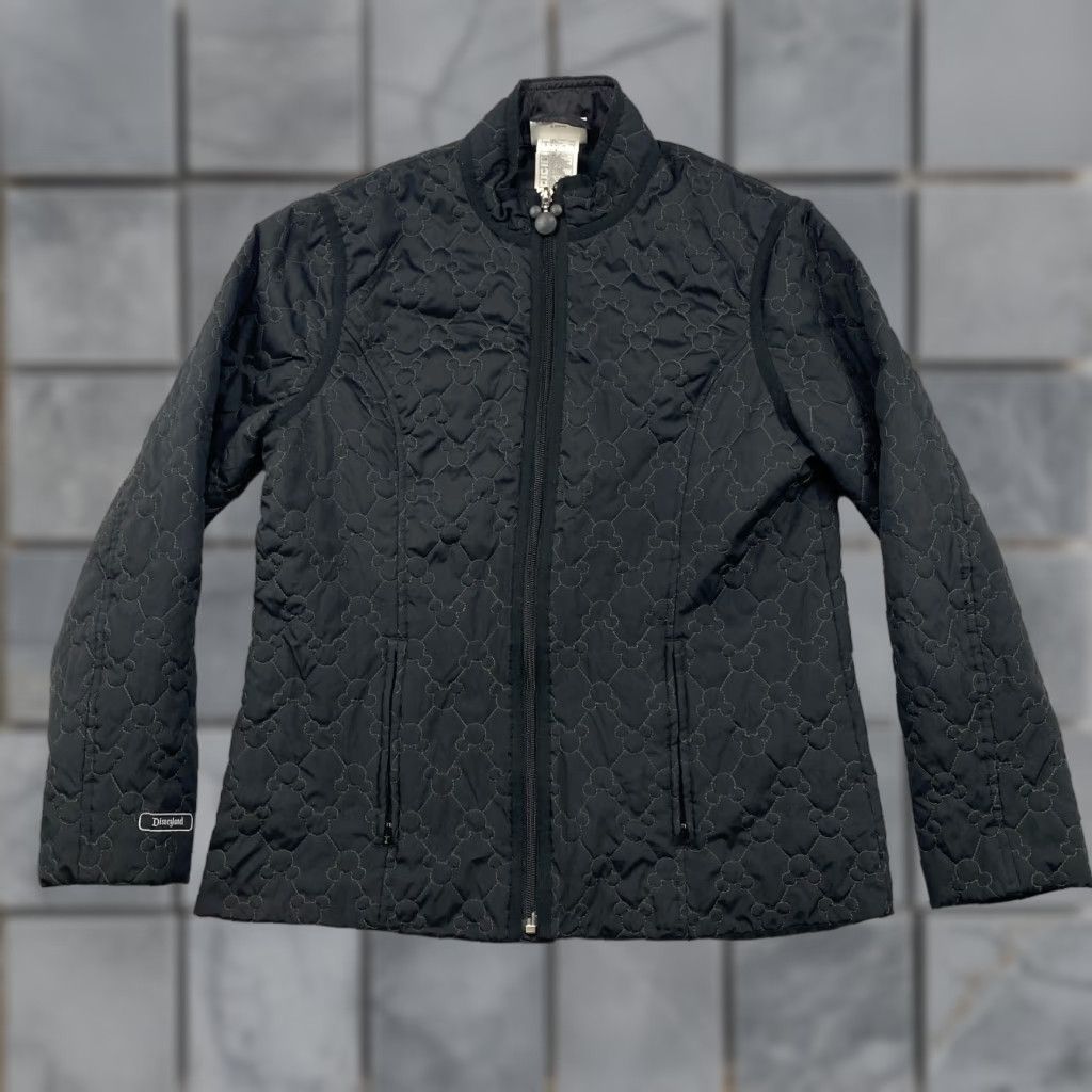 Vintage Disneyland Resort Jacket Womens Small Black Mickey Mouse Quilted Full Zip Lined Pockets Size S / US 4 / IT 40 - 1 Thumbnail
