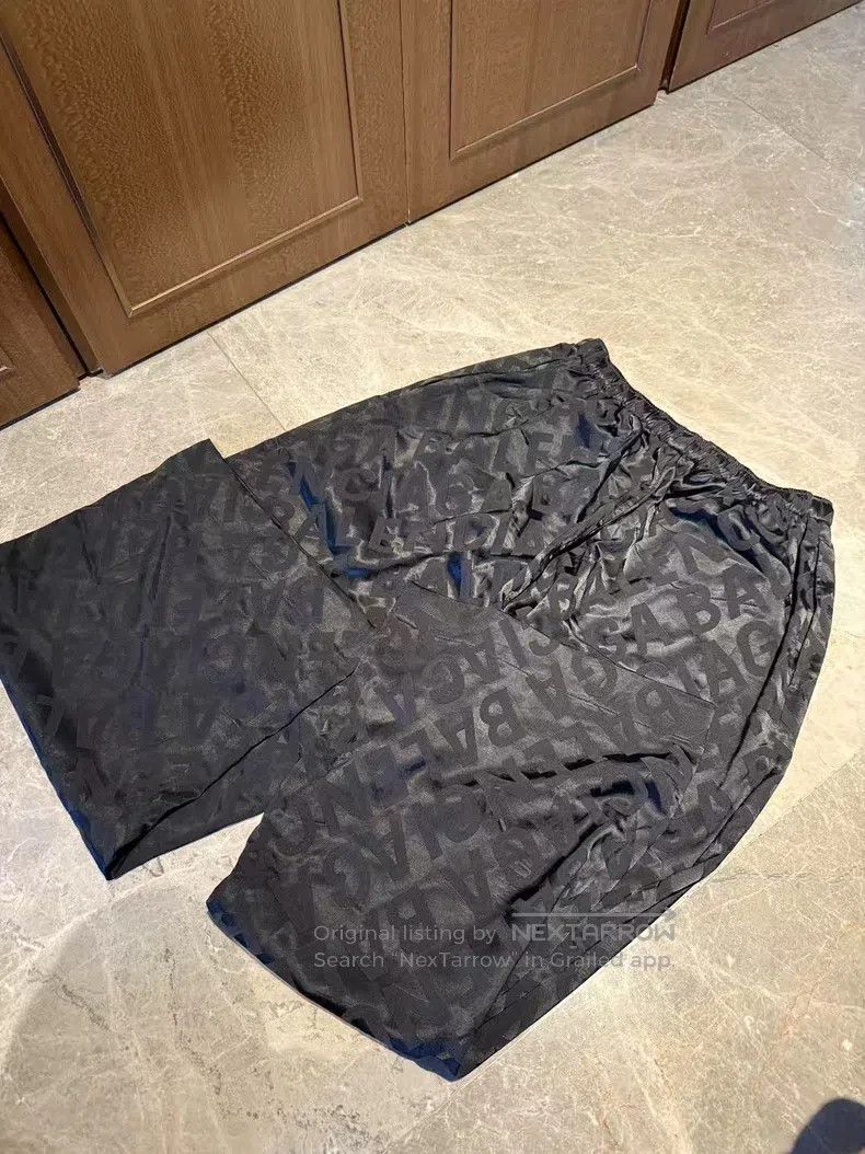 Balenciaga Balenciaga Printed Dark Pattern Logo Silk Wide Leg Trouser Size US 30 / EU 46 - 3 Thumbnail