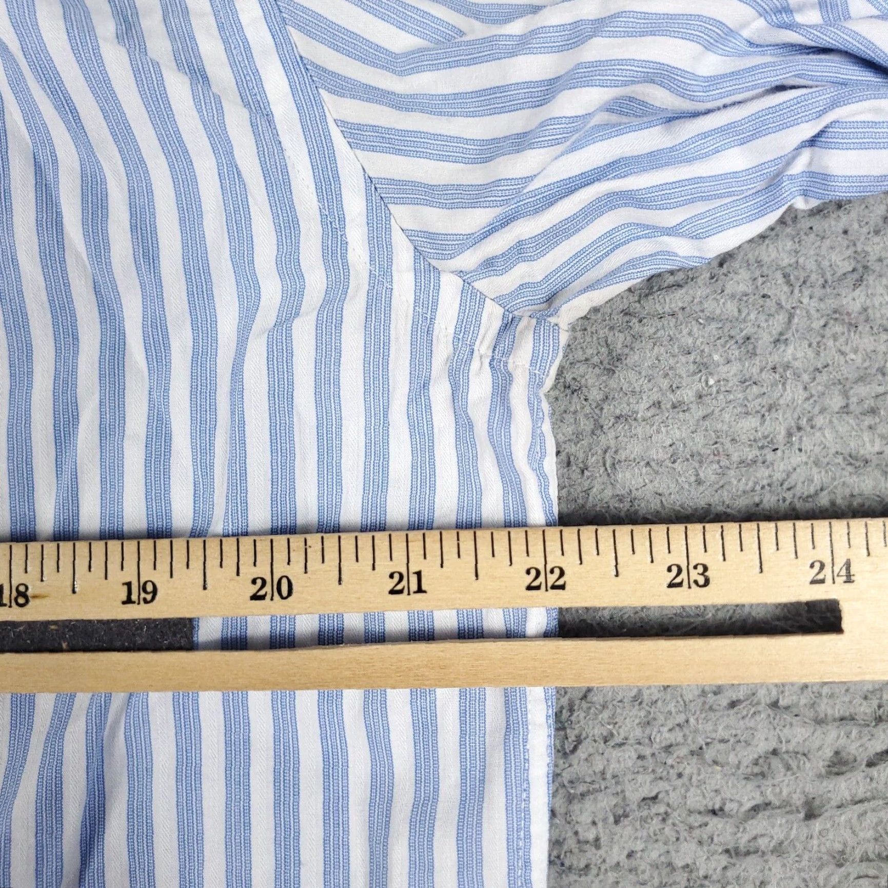 Tommy Hilfiger Tommy Hilfiger Dress Shirt Mens 16 Blue White Striped Long Sleeve Button Up Size 42R - 7 Thumbnail