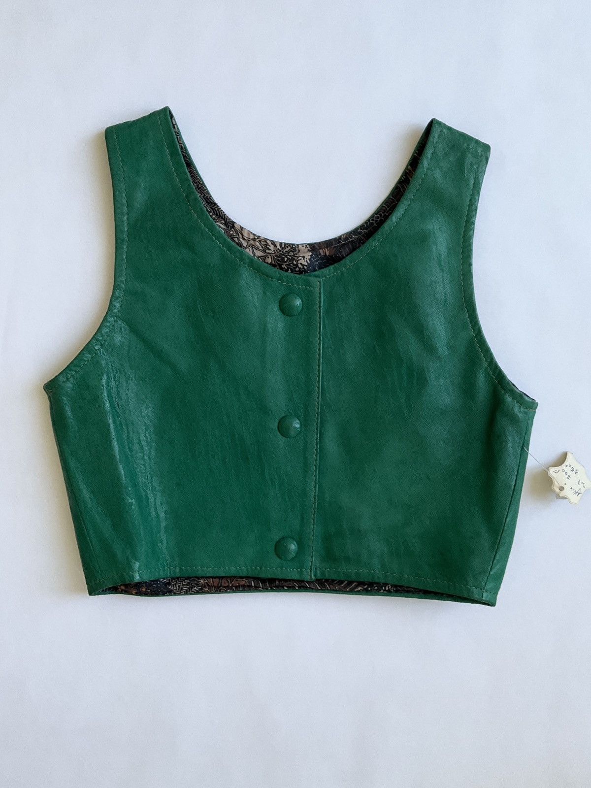 90’s green leather vest
