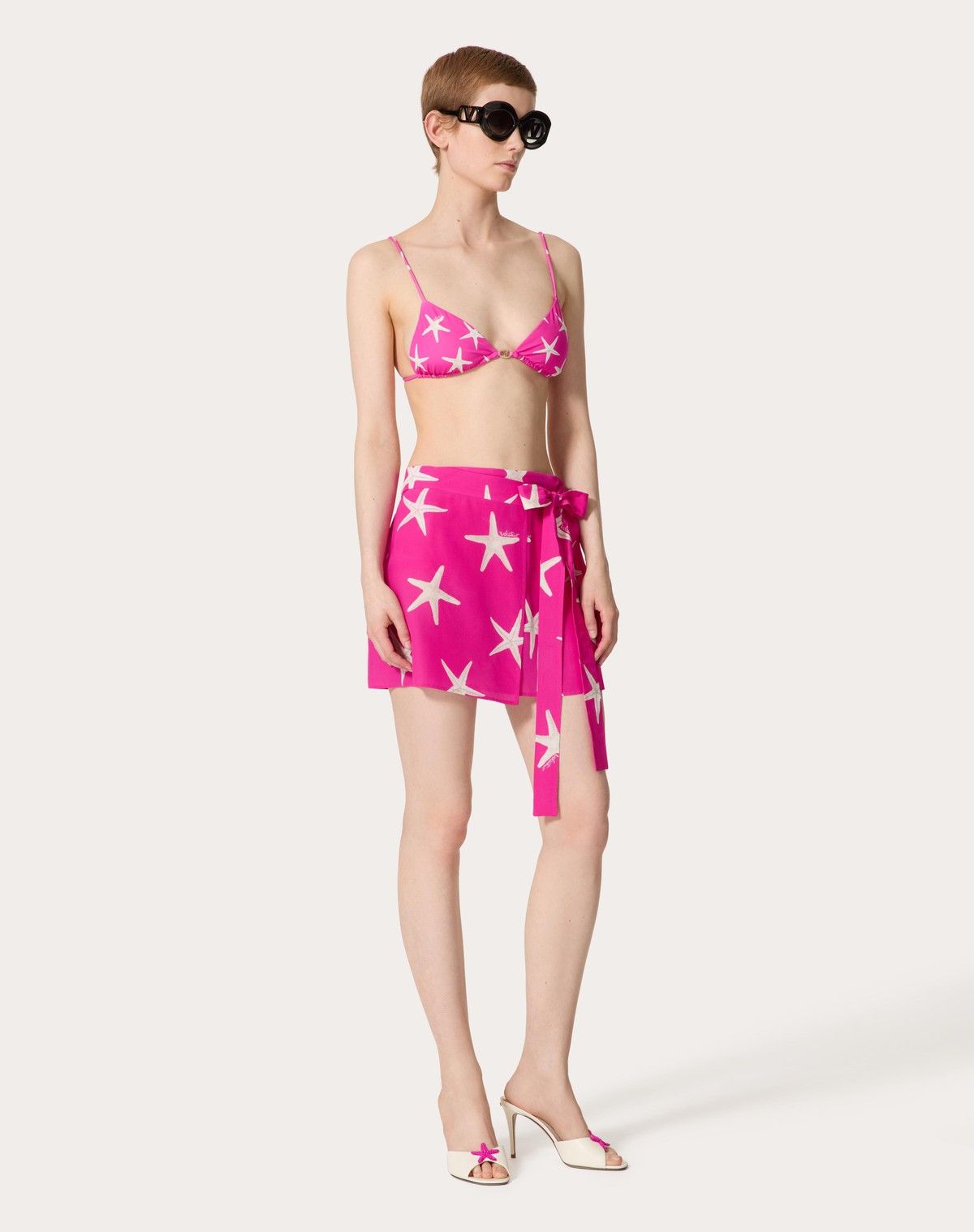 Valentino o1s1wg110525 Starfish Crepe De Chine Skirt in Pink Size 27" / US 4 / IT 40 - 5 Thumbnail