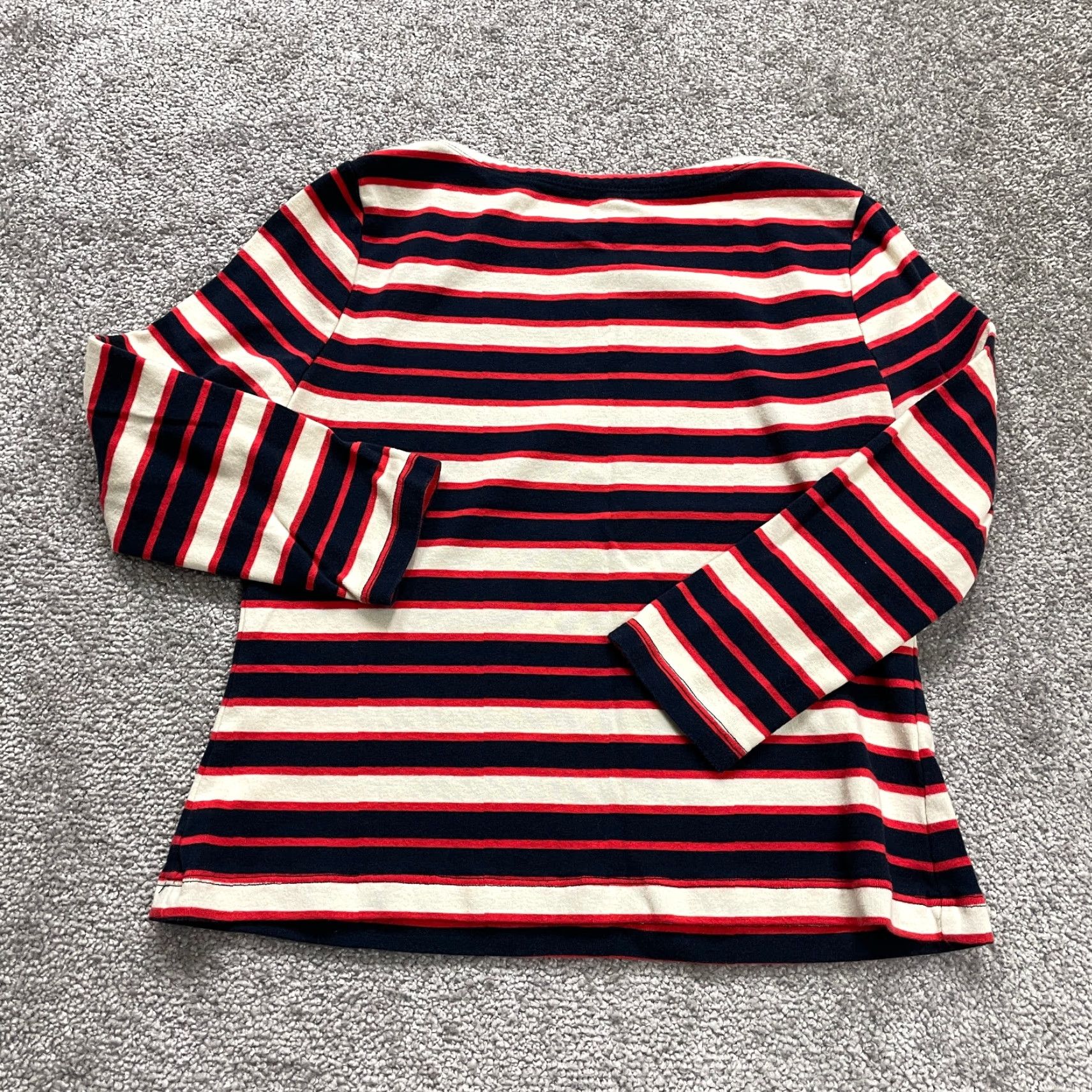 Lands' End VINTAGE Lands' End Women's Shirt Small 6-8 Casual Long Sleeve Striped Cotton Blue Red Women's Size S / US 4 / IT 40 - 8 Thumbnail