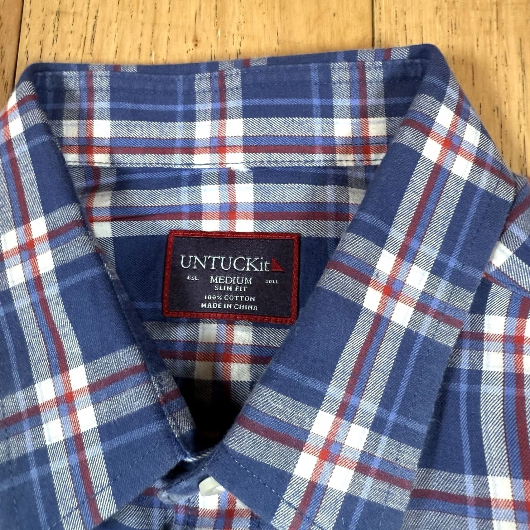 UNTUCKit UNTUCKit Shirt Mens Medium Slim Fit Button-Up Cotton Blue Plaid Long Sleeve Mens M Blue Plaid Slim Fit Button-Up Shirt Size US M / EU 48-50 / 2 - 4 Thumbnail