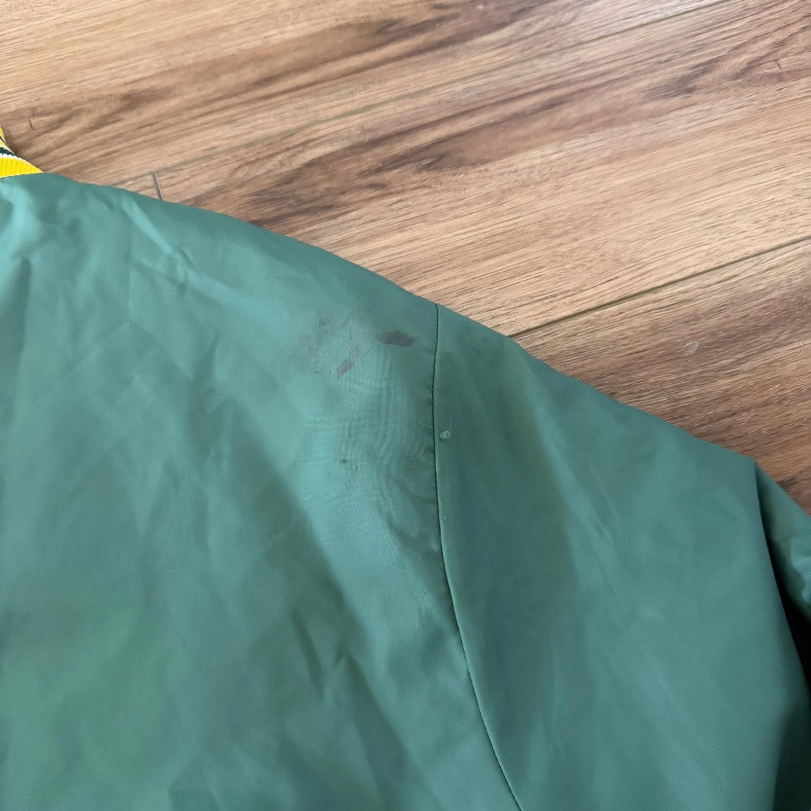 Other Vintage 70s 80s Sports Bomber Jacket Green Yellow Distressed Size US L / EU 52-54 / 3 - 6 Thumbnail