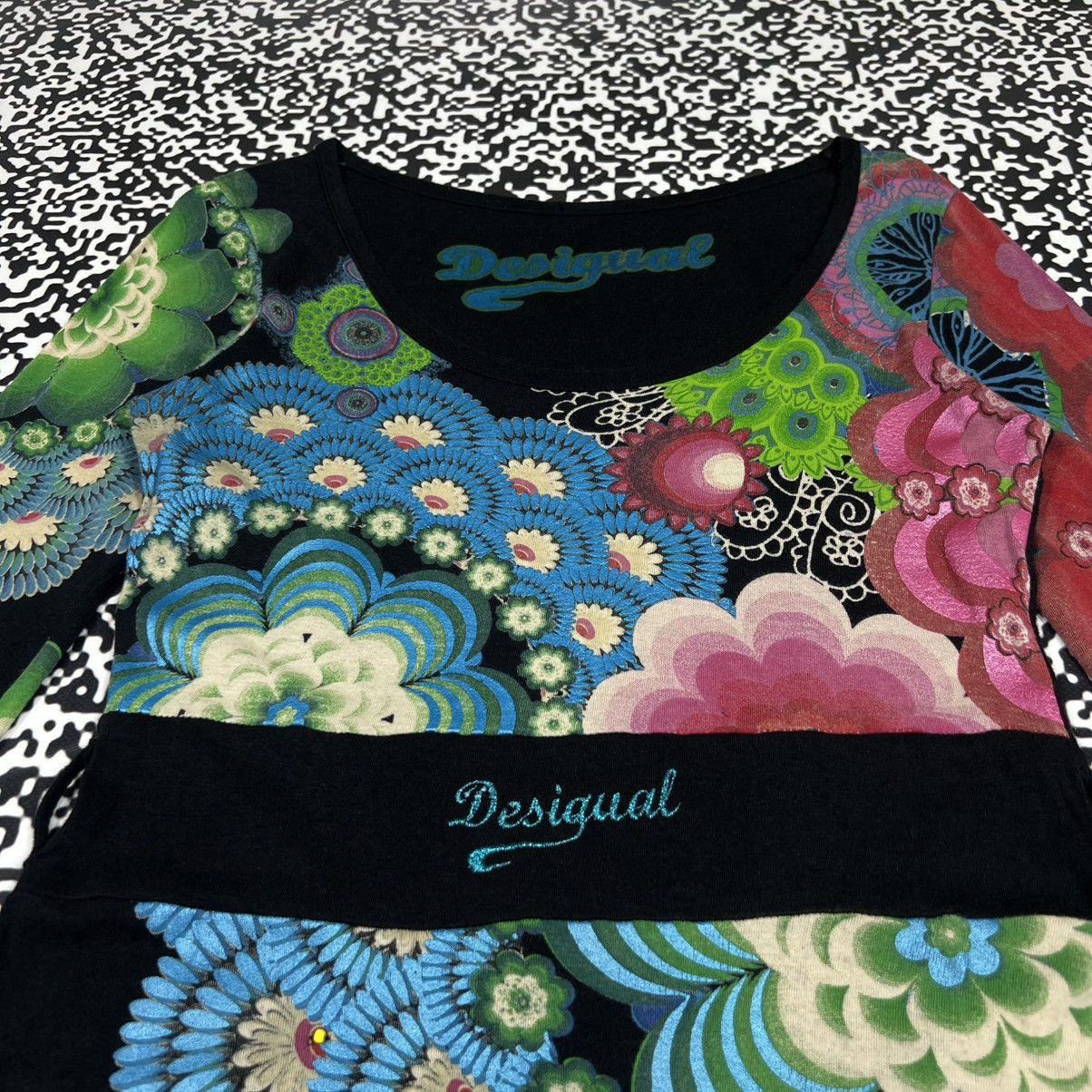 Desigual Vintage Y2K Desigual Floral Abstract Retro Style Midi Dress Size M / US 6-8 / IT 42-44 - 11 Thumbnail