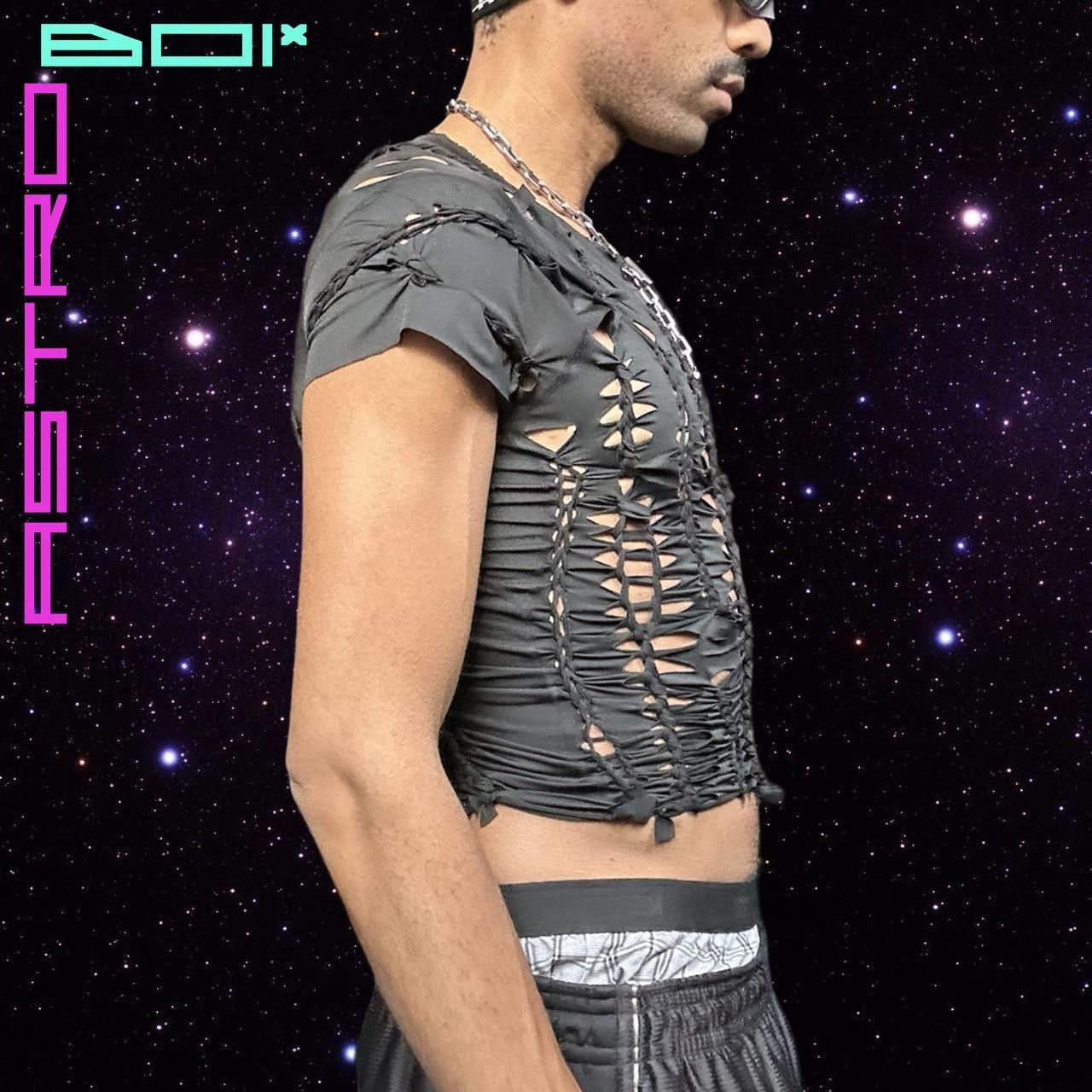Designer ASTROBOI*'Barley There'Black Braided Compression Top-Medium Size US L / EU 52-54 / 3 - 8 Thumbnail